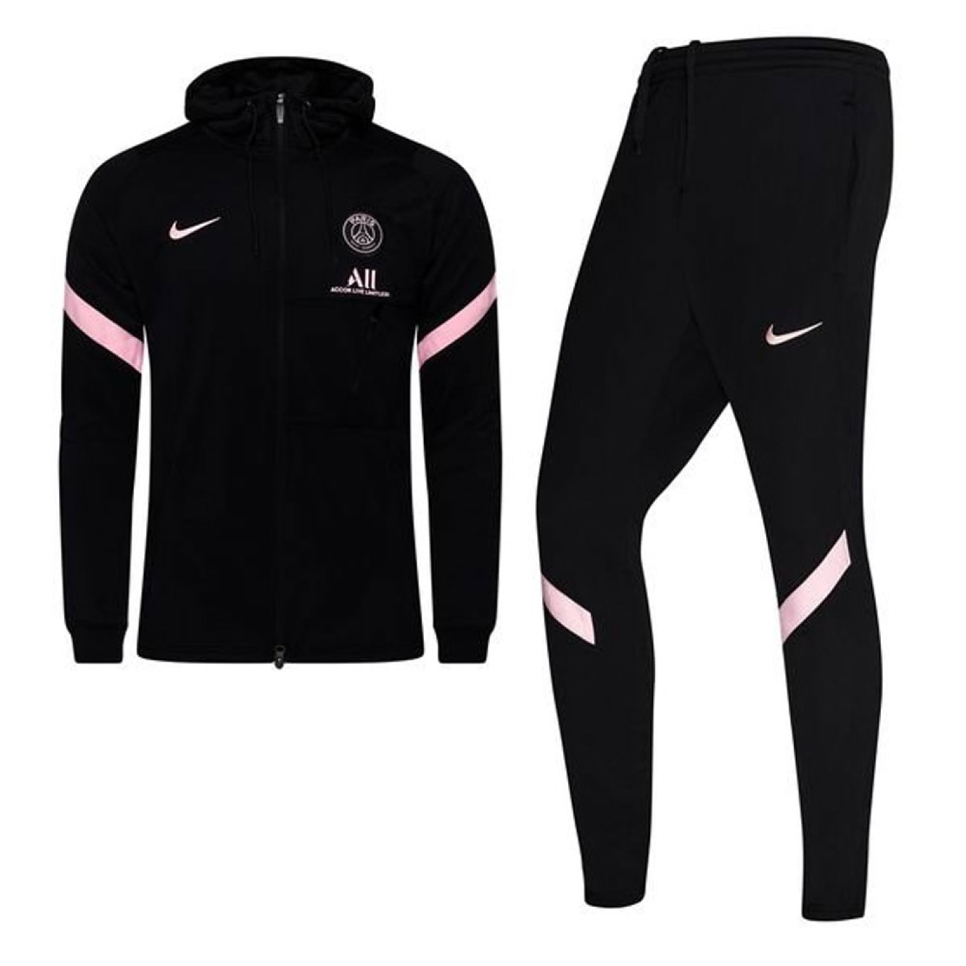 Nike Paris Saint Germain Strike Hooded Trainingspak 2021-2022 Zwart Roze