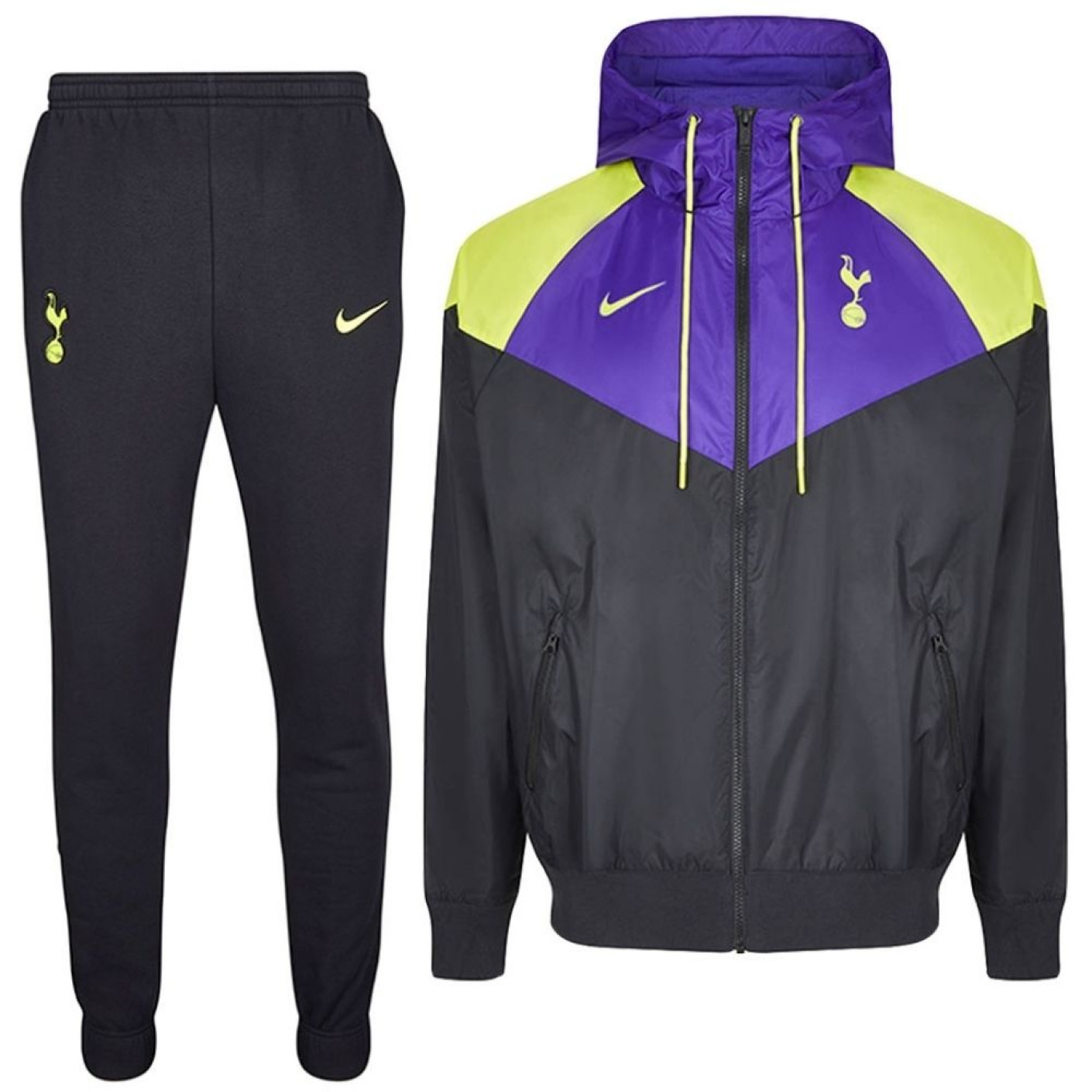 Nike Tottenham Hotspur Windrunner Fleece Survetement 2021 2022 Noir Mauve Vert Vif Voetbalshop.be