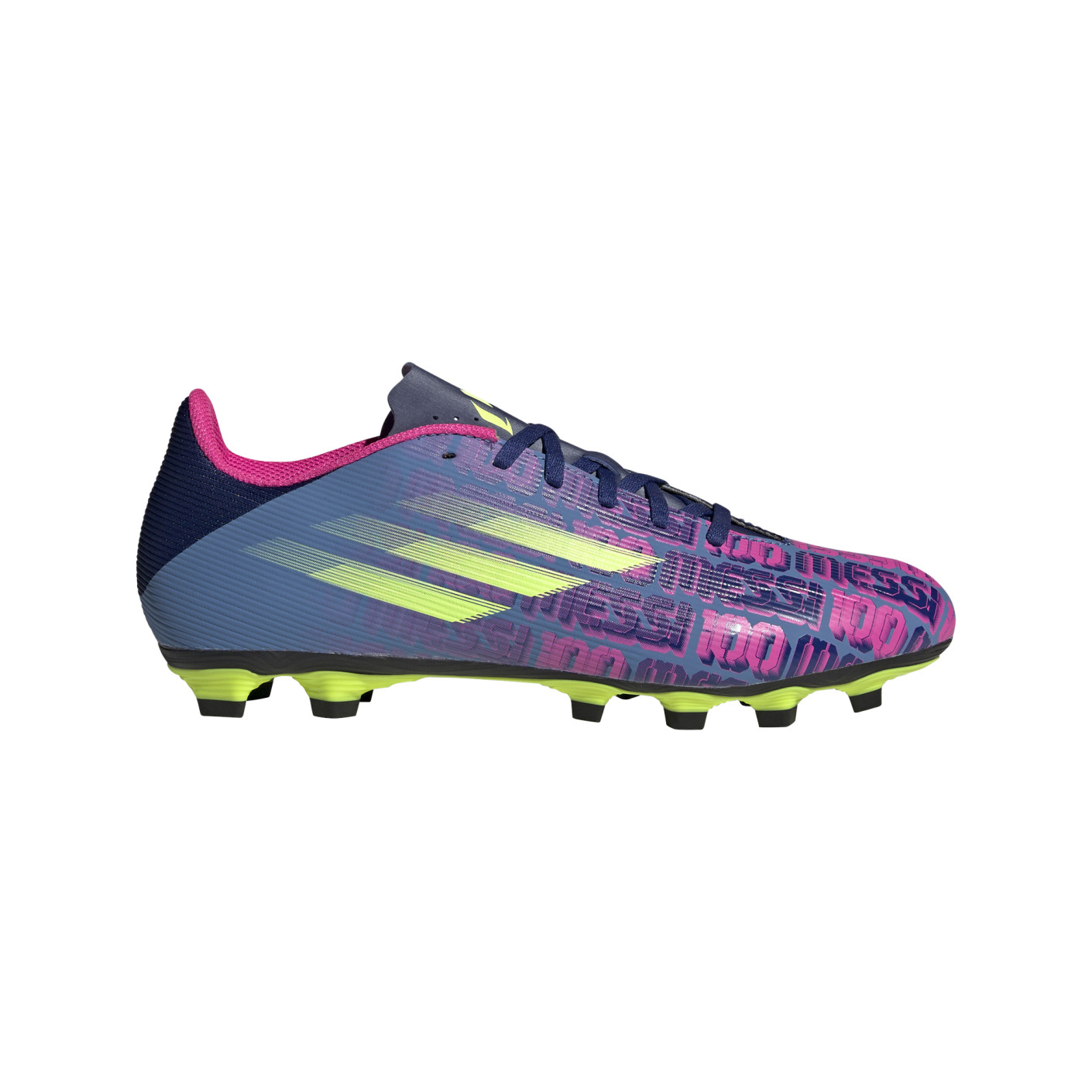 Adidas X Speedflow Messi.4 Chaussures de football pour gazon artificiel (FxG) Bleu rose jaune