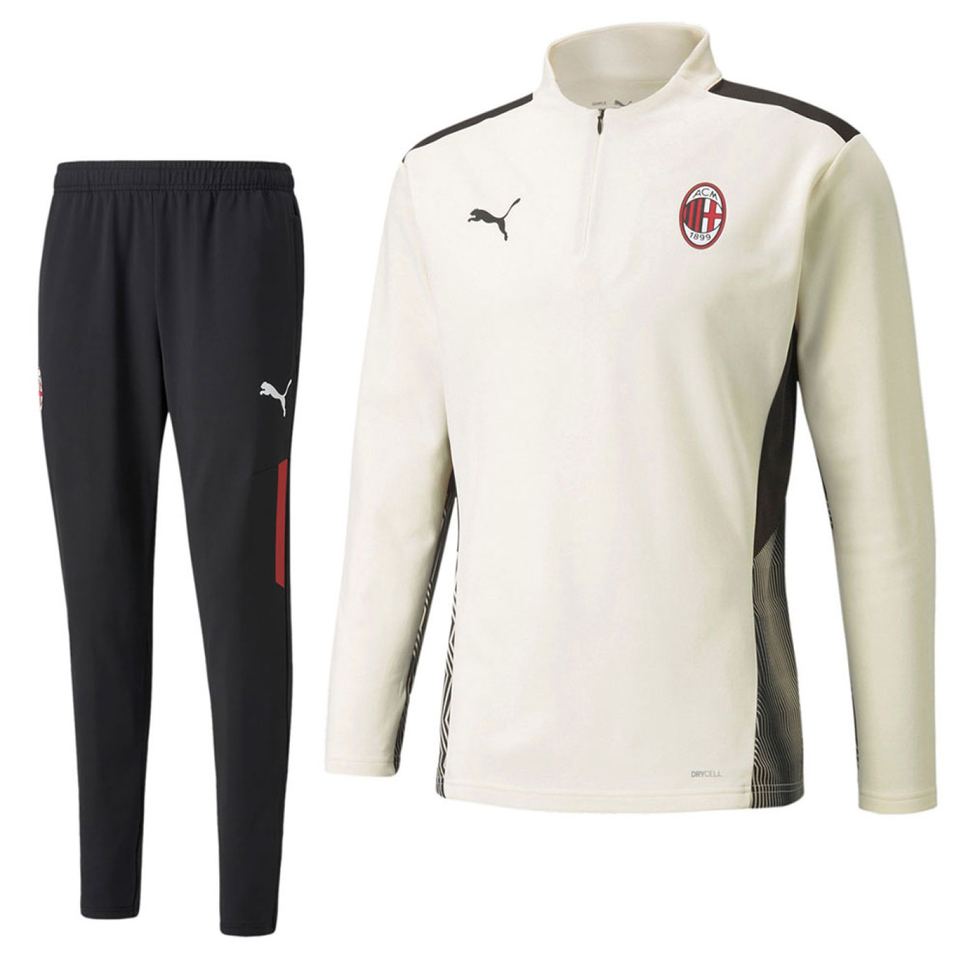 PUMA AC Milan 1/4 Zip Trainingspak 2021-2022 Crème Zwart