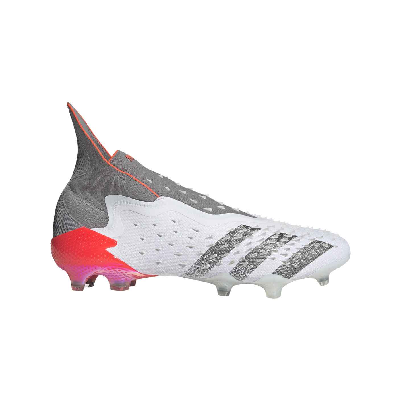 adidas Predator Freak+ Gazon Naturel Chaussures de Foot (FG) Blanc Gris Rouge