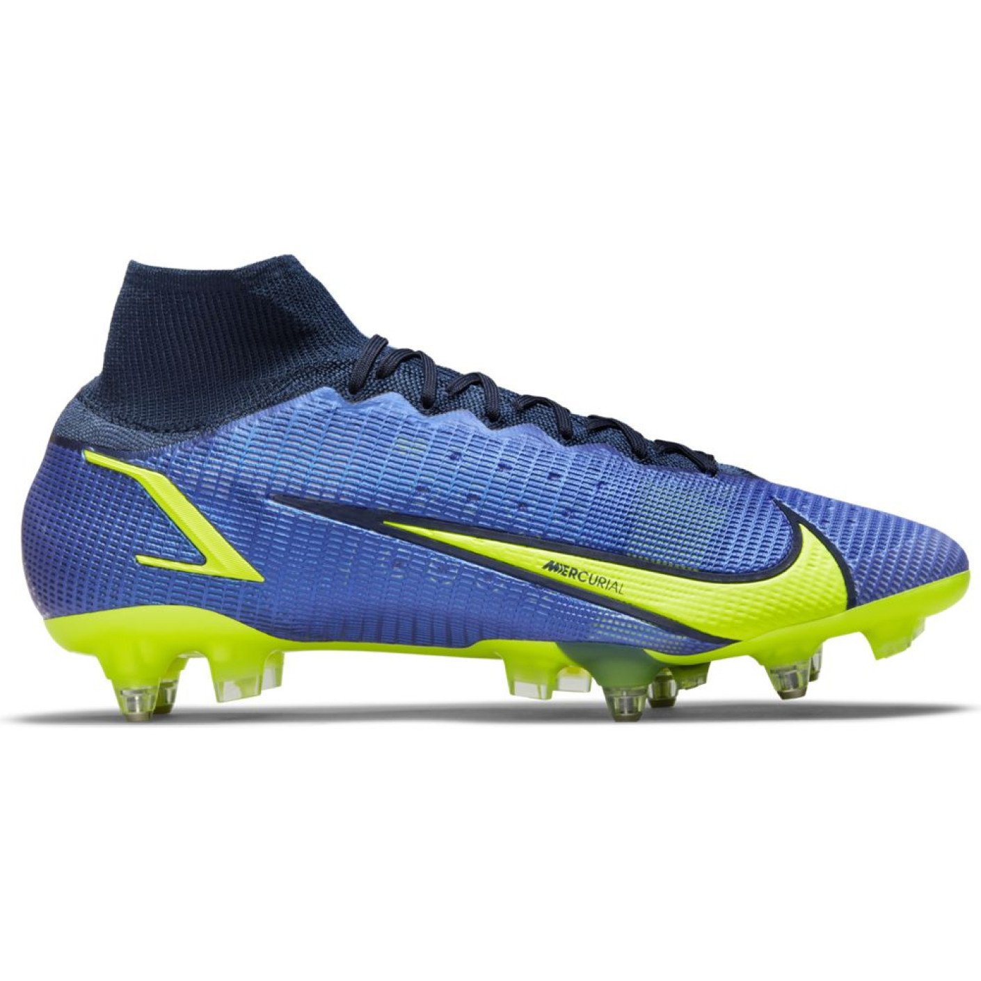 Nike Mercurial Superfly 8 Elite Crampons Vissés Chaussures de Foot (SG) Anti-Clog Bleu Jaune Noir