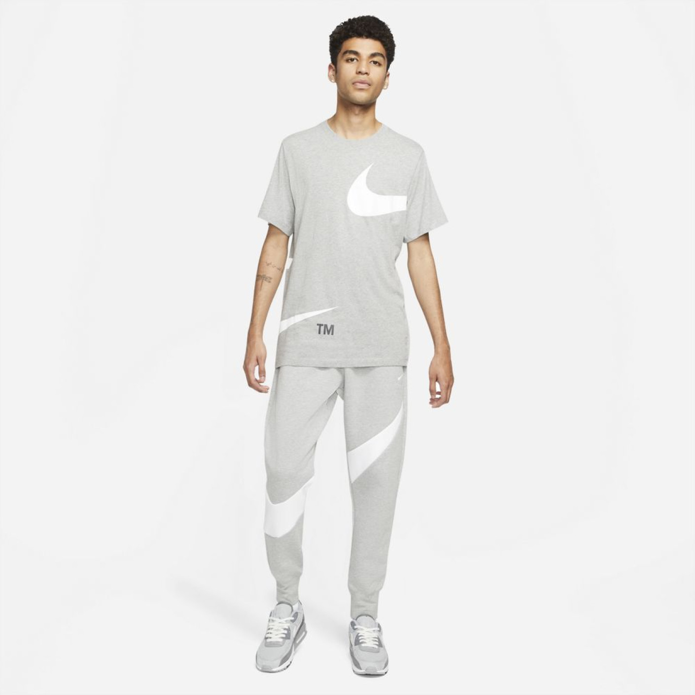 Nike Sportswear Tech Fleece Pantalon Jogging Swoosh Gris Blanc Voetbalshop.be