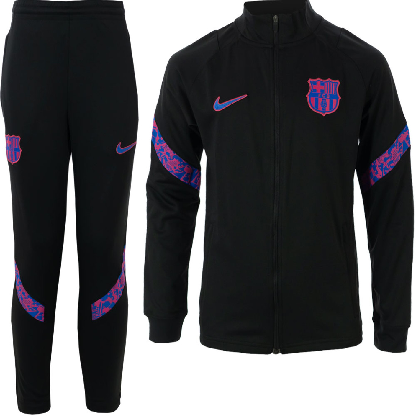 Nike FC Barcelone Strike Full-Zip Survêtement 2021-2022 Enfants Noir Rose Bleu