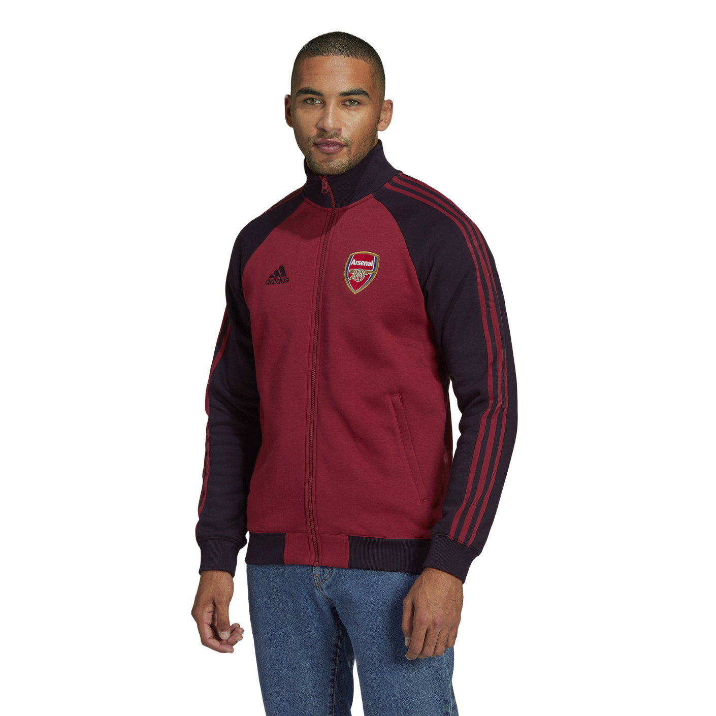 adidas Arsenal Anthem Trainingsjack 2021-2022 Bordeauxrood Zwart