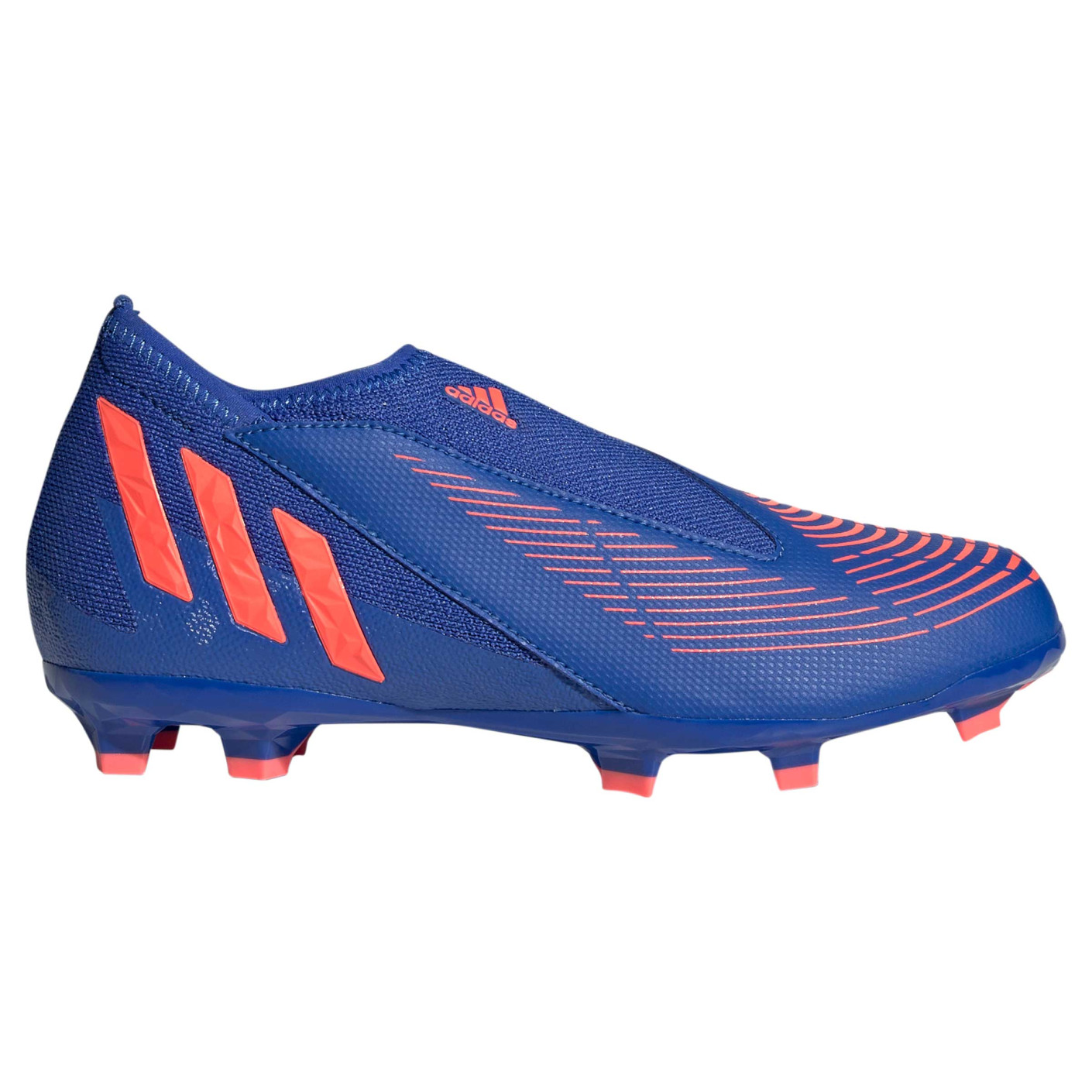 adidas Predator Edge.3 Sans Lacets Gazon Naturel Chaussures de Foot (FG) Enfants Bleu Rouge