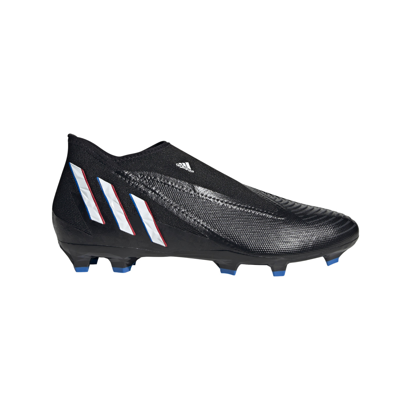 adidas Predator Edge.3 Sans Lacets Gazon Naturel Chaussures de Foot (FG) Noir Blanc Rouge