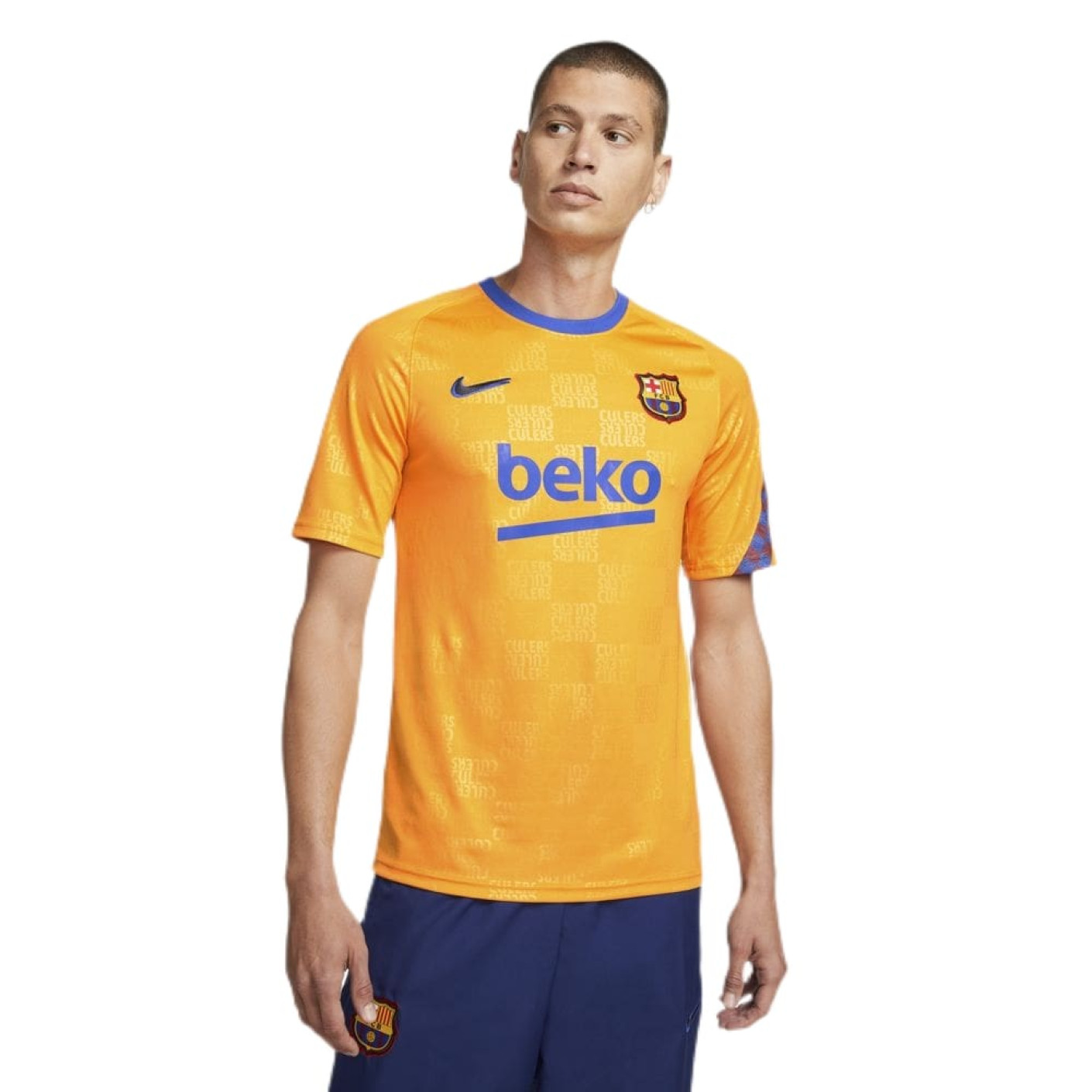 Nike FC Barcelona Pre-Match Trainingsshirt 2021-2022 Oranje Zwart