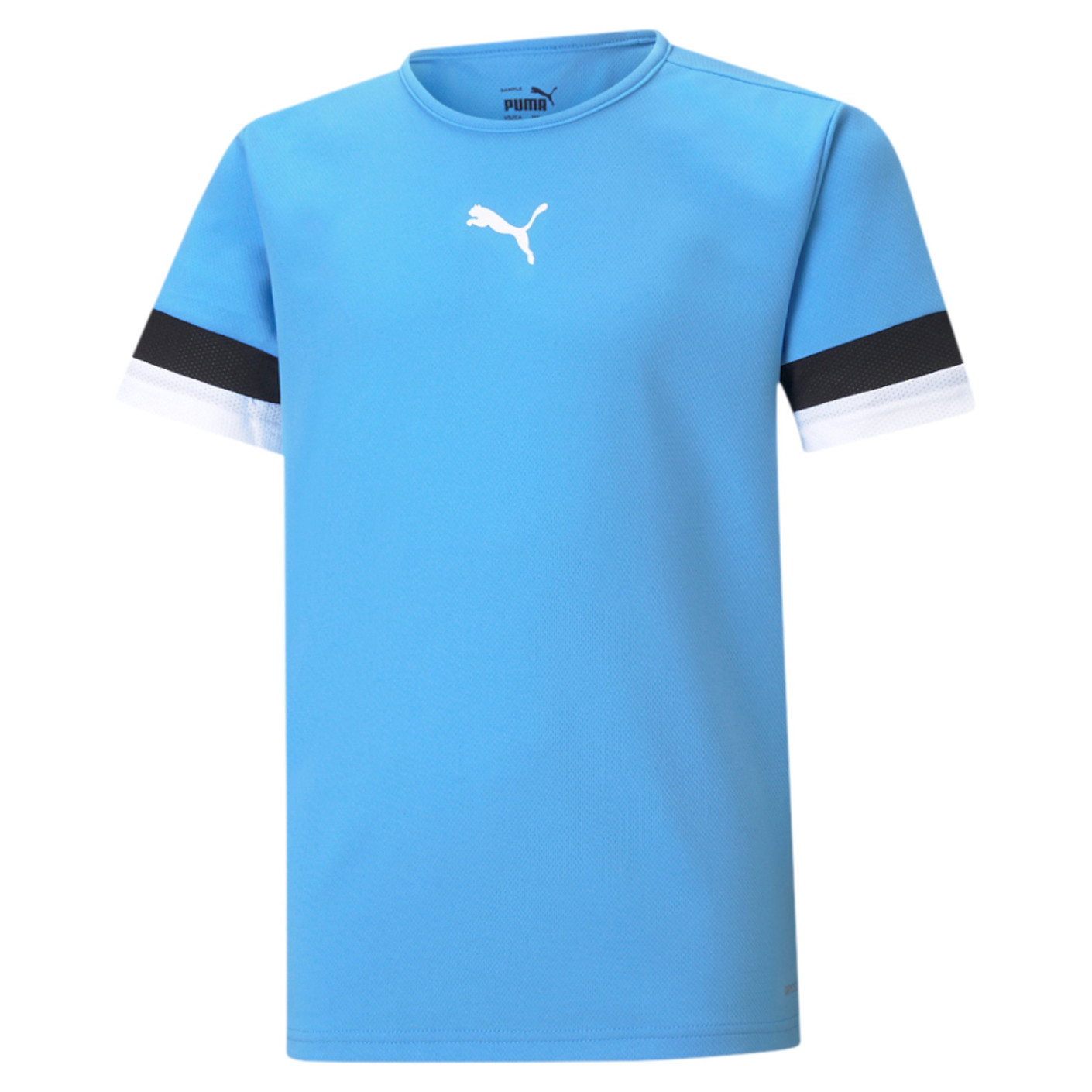 PUMA teamRISE Maillot de Football Enfants Bleu Clair Noir Blanc
