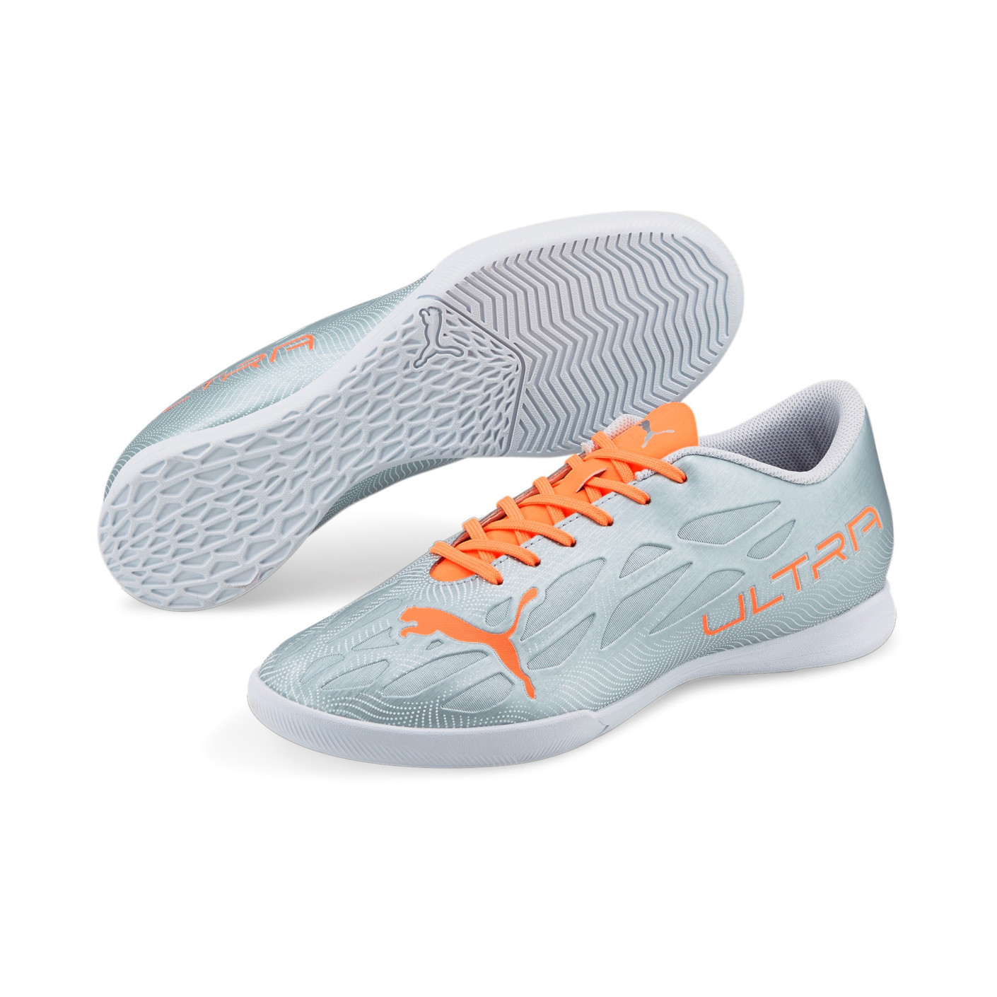 PUMA Ultra 4.4 Chaussures de Foot en Salle (IN) Argent Orange