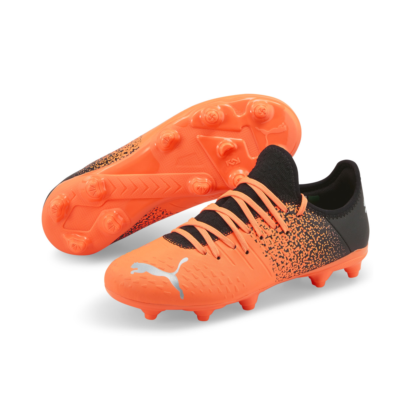 PUMA Future 4.3 Gazon Naturel / Gazon Artificiel Chaussures de Foot (MG) Enfants Orange Noir