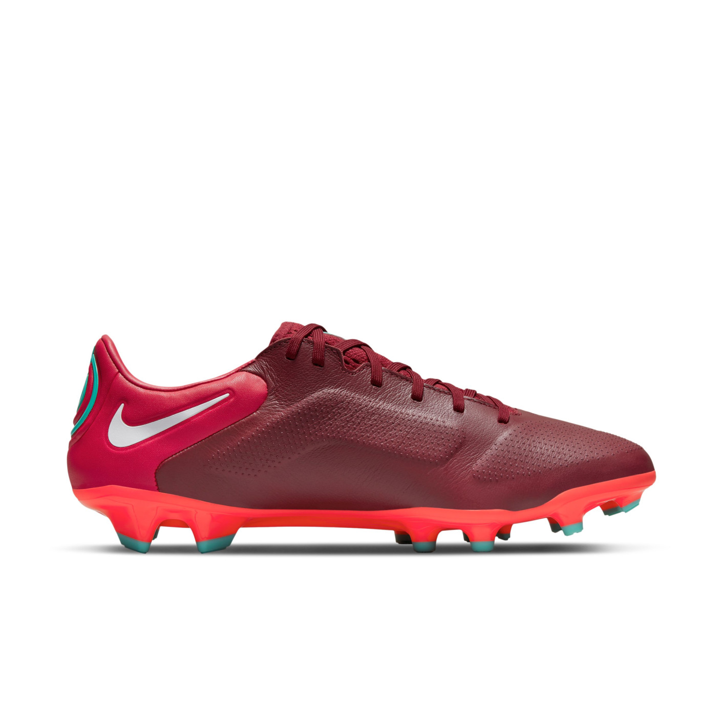 Nike Tiempo Legend 9 Pro Gazon Naturel Chaussures de Foot FG Bordeaux Blanc Turquoise Orange Voetbalshop.be