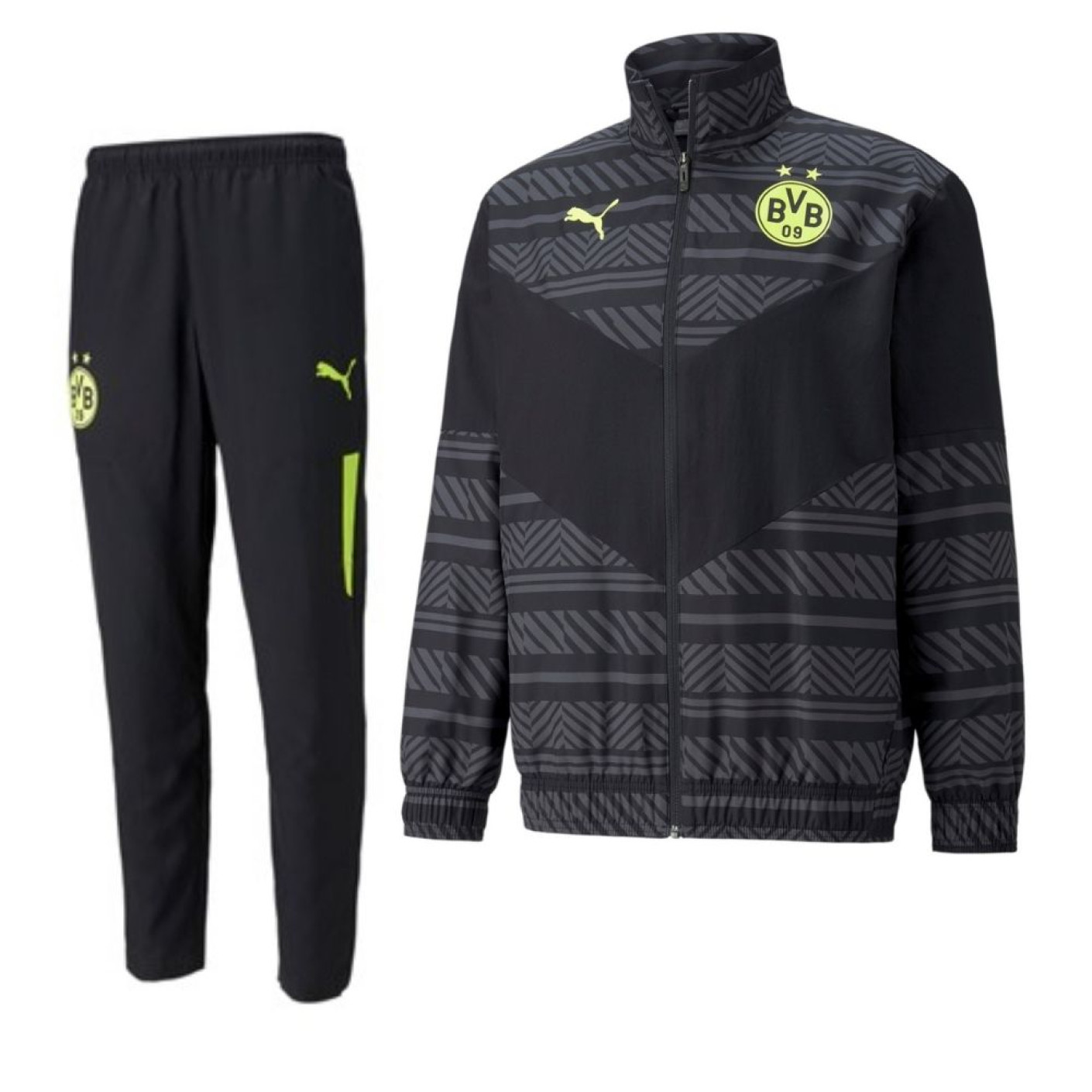 PUMA Borussia Dortmund Pre-Match Trainingspak 2021-2022 Zwart Geel