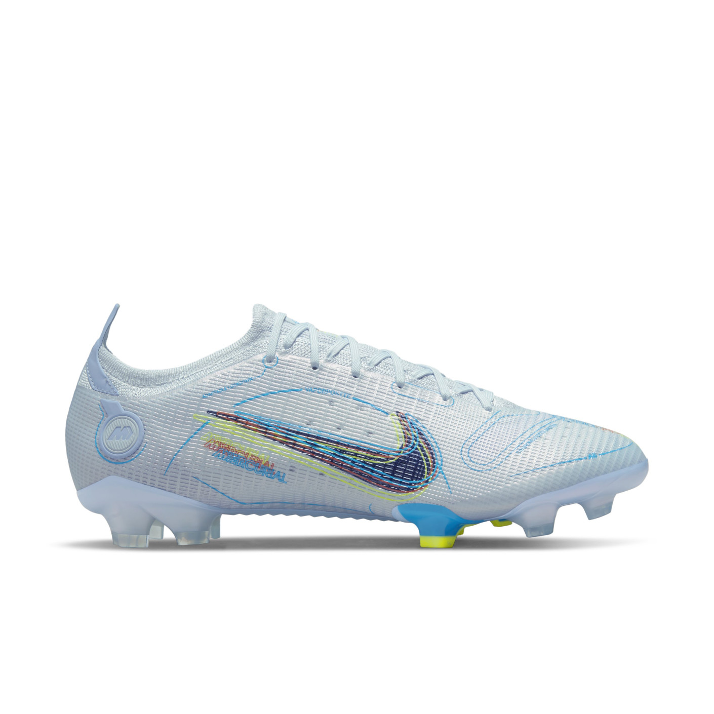 Nike Mercurial Vapor 14 Elite Gazon Naturel Chaussures de Foot (FG) Gris Bleu Vif Jaune