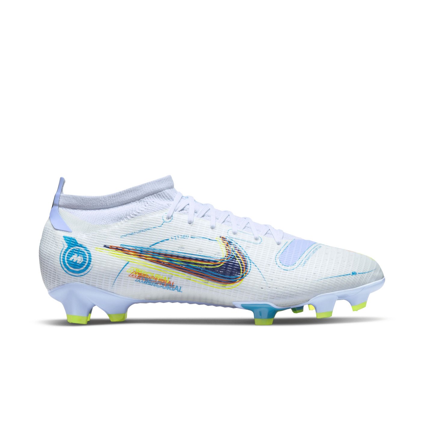 Nike Mercurial Vapor 14 Pro Gazon Naturel Chaussures de Foot (FG) Gris Bleu Vif Jaune