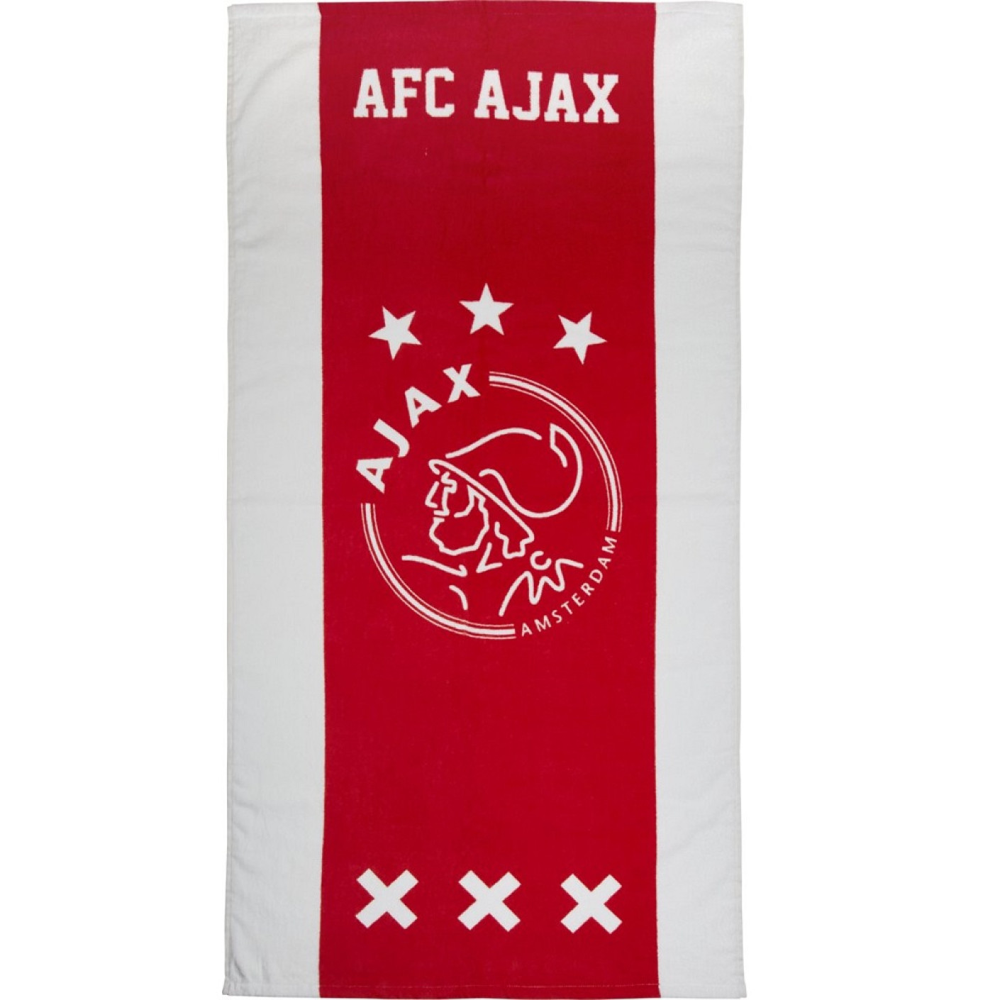 Ajax Badlaken Wit Rood Wit 70x140cm