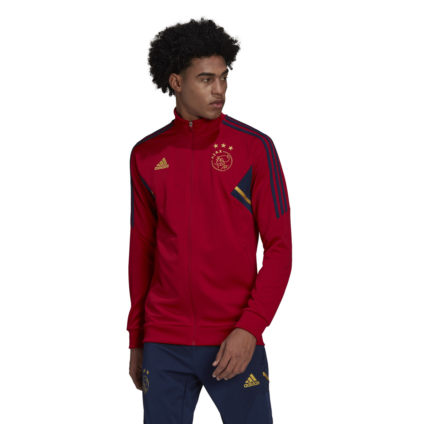 adidas Ajax Veste d'Entraînement 2022-2023 Rouge Foncé Bleu Foncé Doré