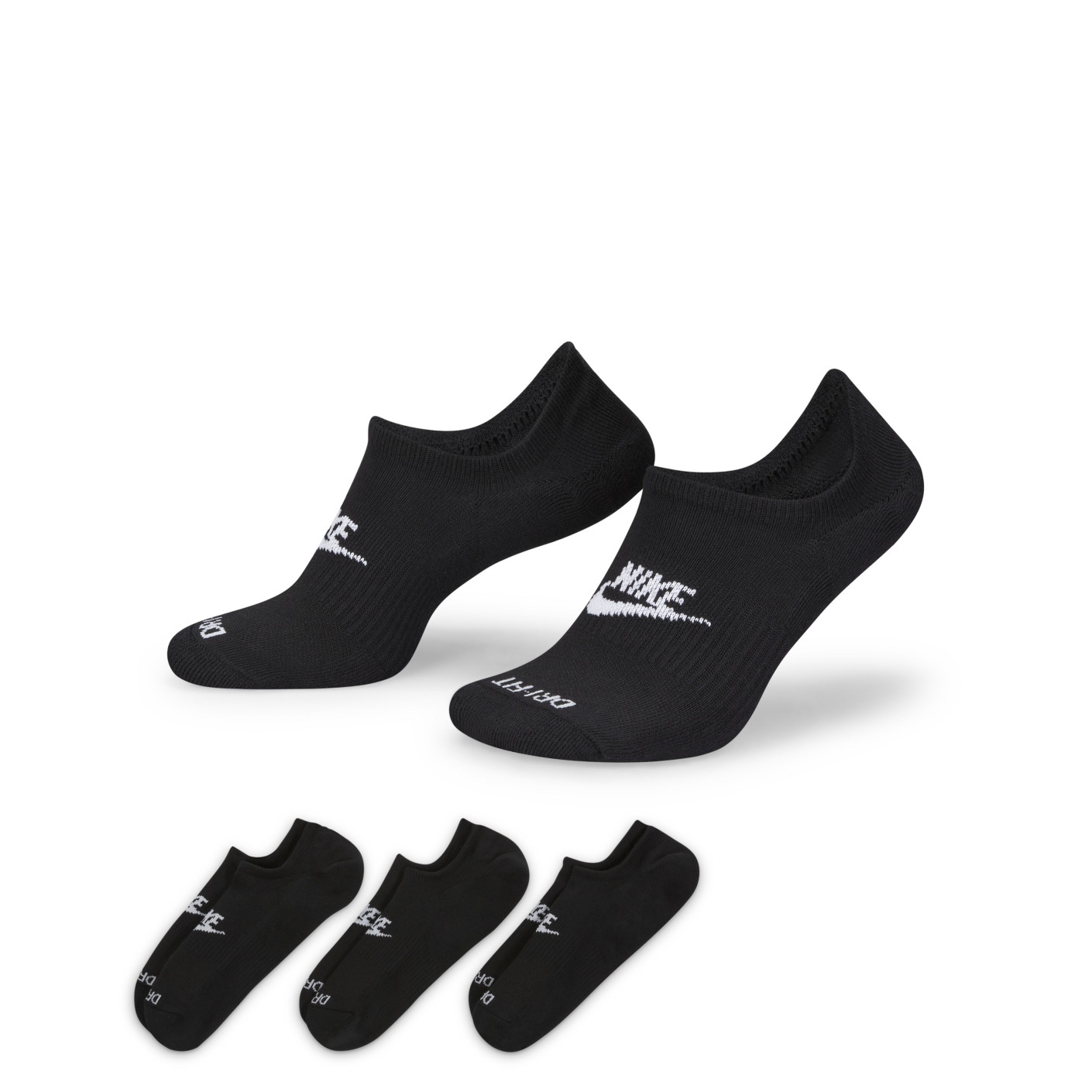 Nike Everyday Plus Cushioned Socquettes de Sport Rembourrées Lot 3-Pack Noir Blanc