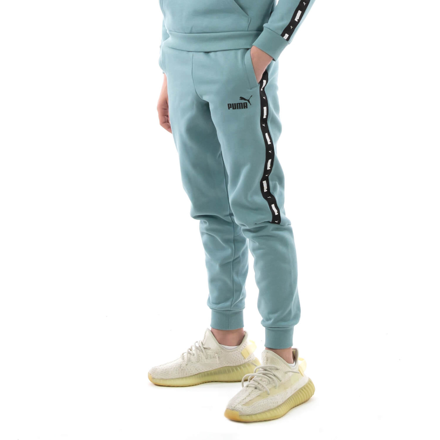 PUMA Essentials+ Tape Pantalon Jogging Fleece Enfants Bleu Noir