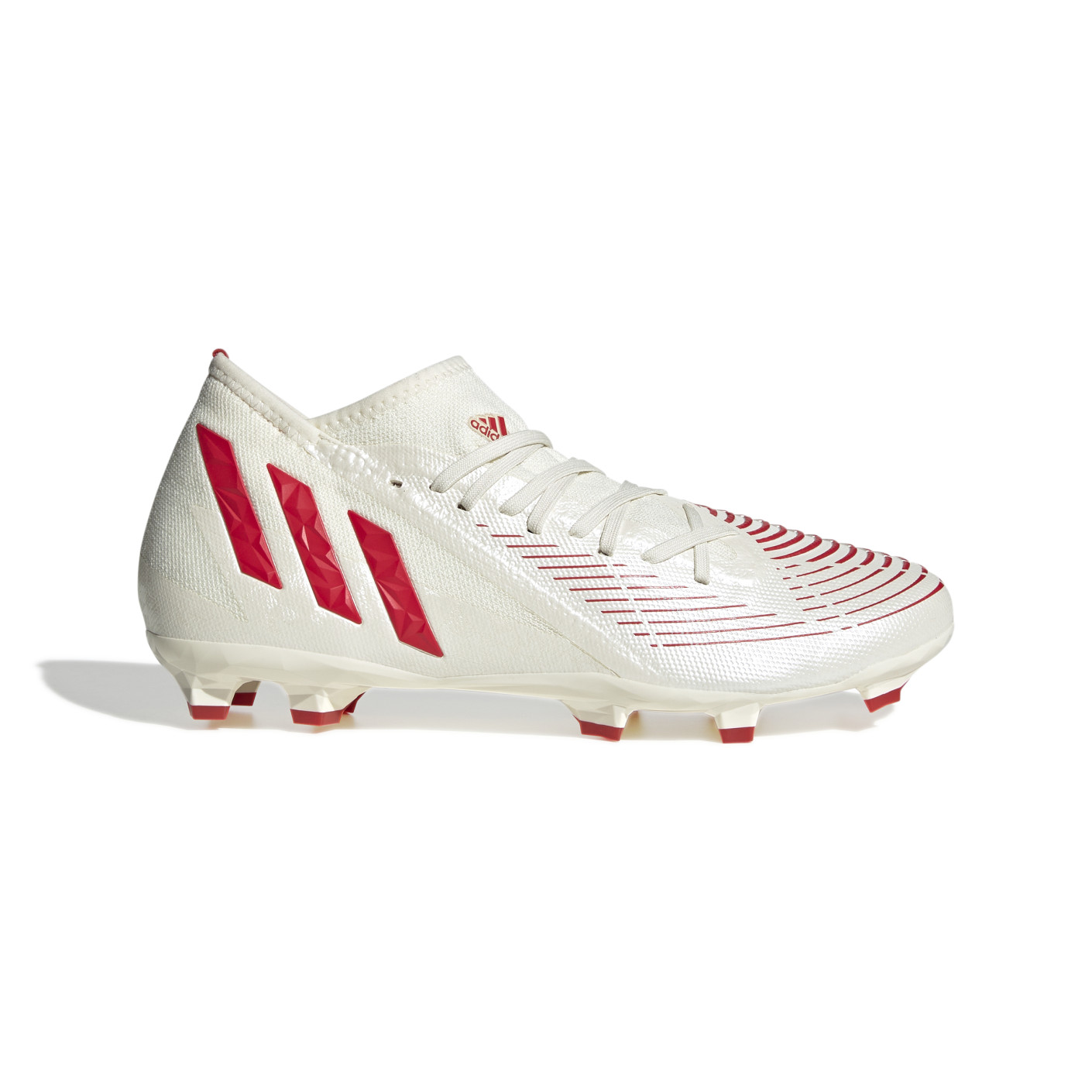 adidas Predator Edge.3 Gazon Naturel Chaussures de Foot (FG) Blanc Rouge