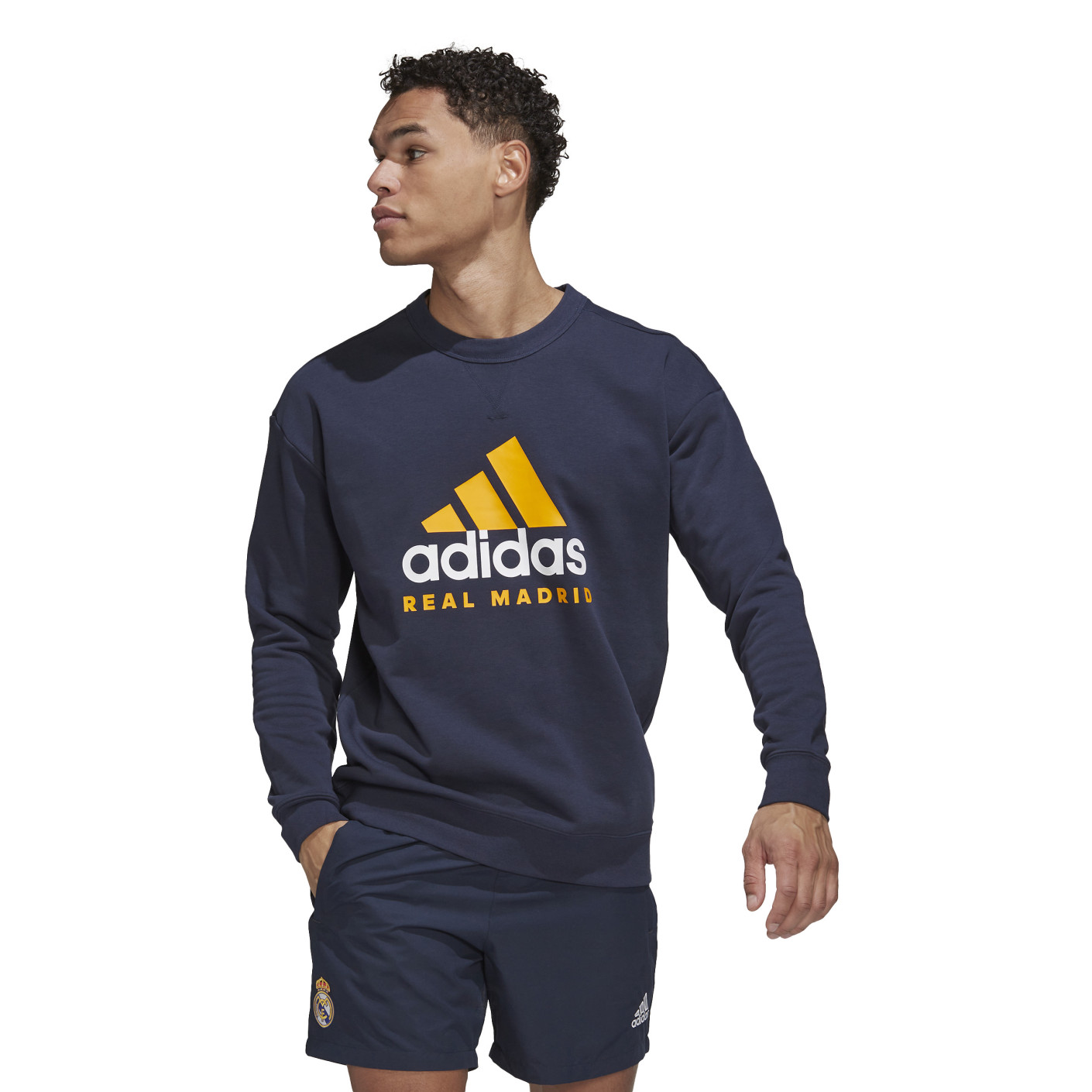 adidas Real Madrid DNA Crew Sweater Sweatshirt 2022-2023 Bleu Foncé