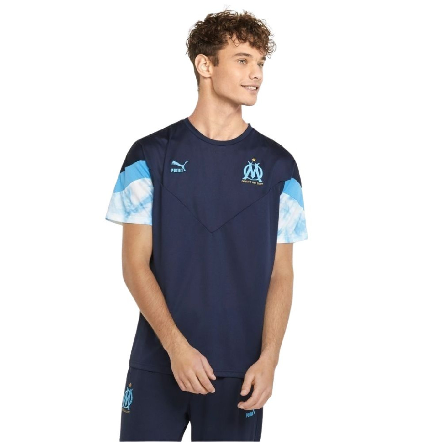 PUMA Olympique Marseille Iconic MCS T-Shirt Bleu Foncé Blanc