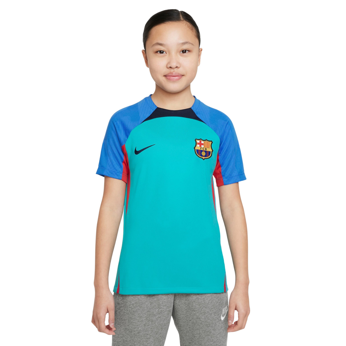 Nike FC Barcelone Strike Maillot d'Entraînement 2022-2023 Enfants Turquoise Bleu
