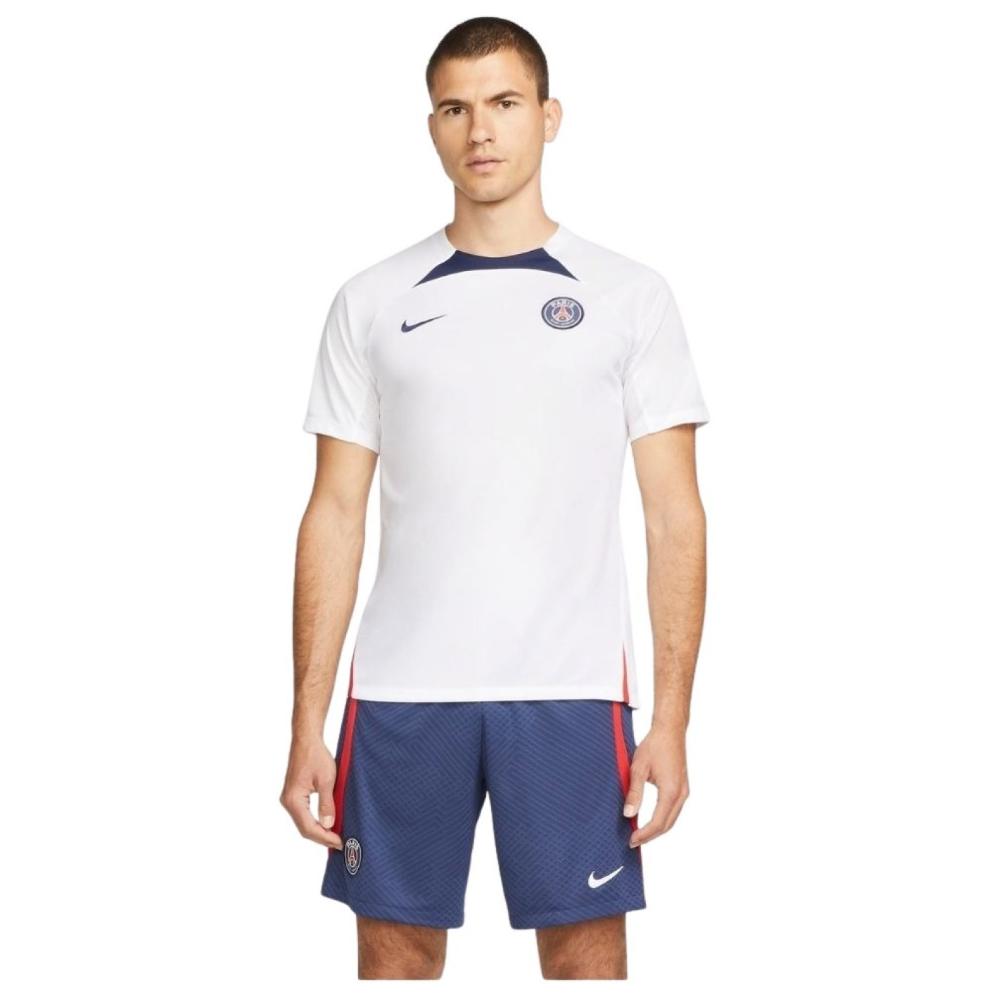 Nike Paris Saint-Germain Strike Maillot d'Entraînement 2023-2024 Blanc Bleu  Foncé 