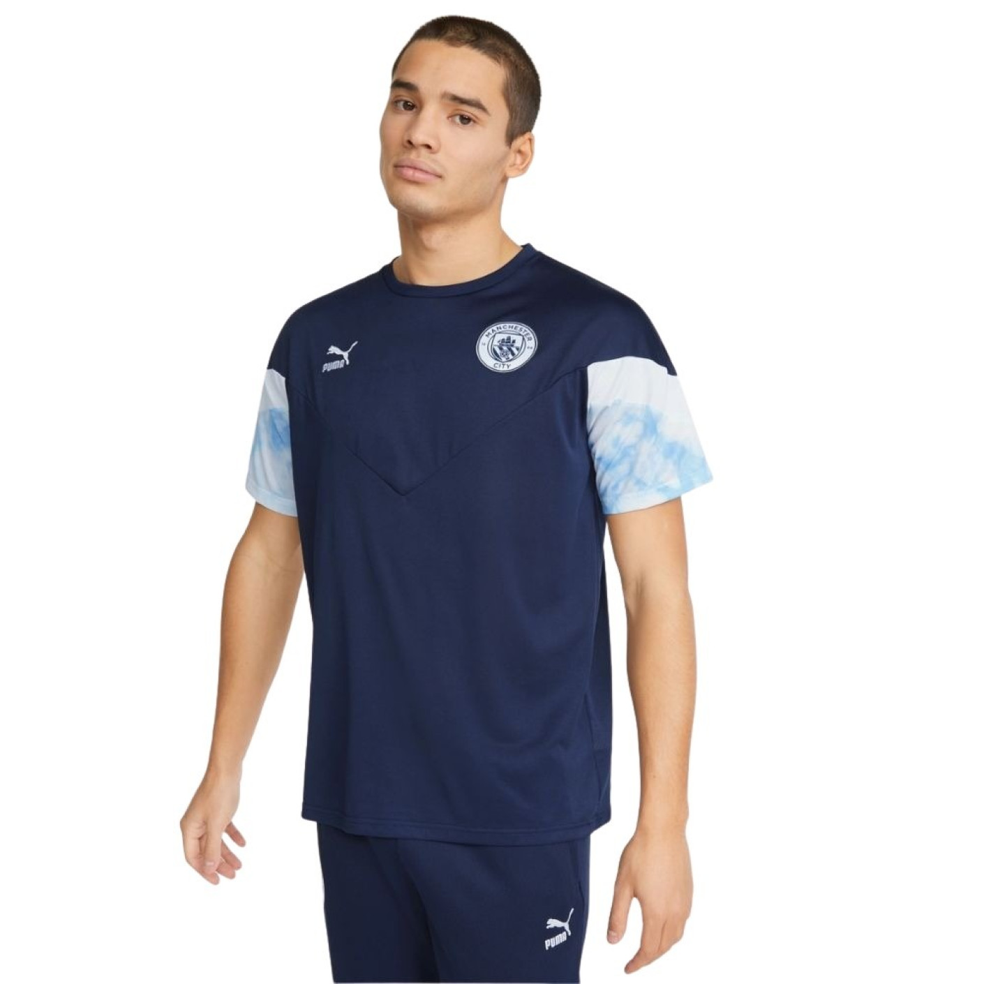 PUMA Manchester City Iconic MCS T-Shirt Bleu Foncé Blanc