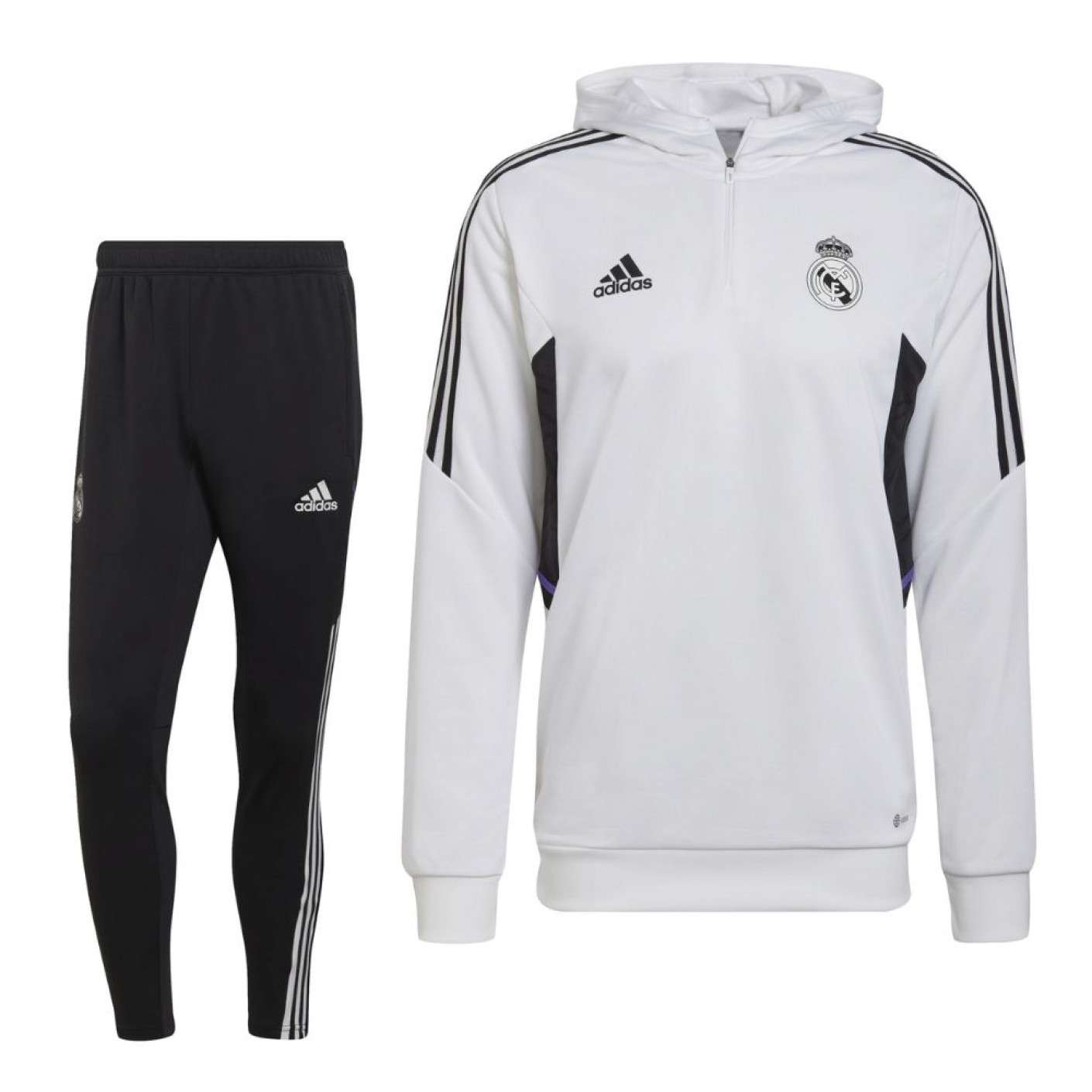 adidas Real Madrid Track Hoodie Survêtement 2022-2023 Blanc Noir Mauve