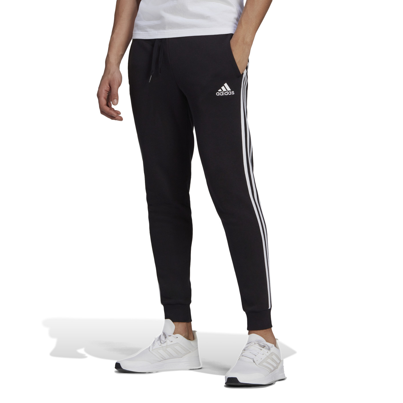 Pantalon d'entraînement en polaire adidas 3 bandes Noir/blanc