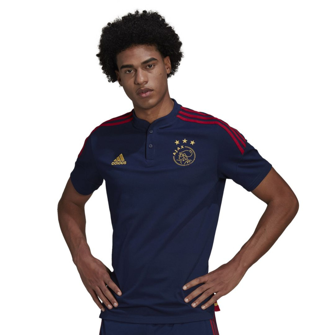 adidas Ajax Polo 2022-2023 Donkerblauw Rood Goud