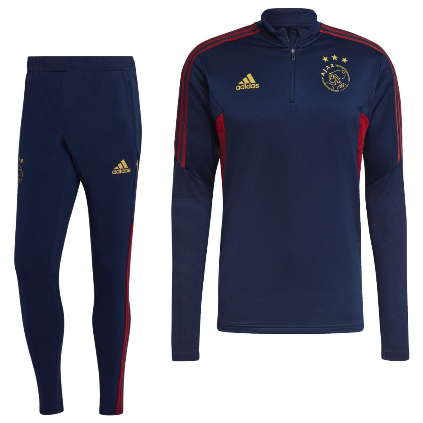 adidas Ajax Survêtement 2022-2023 Bleu Foncé Rouge Foncé Doré