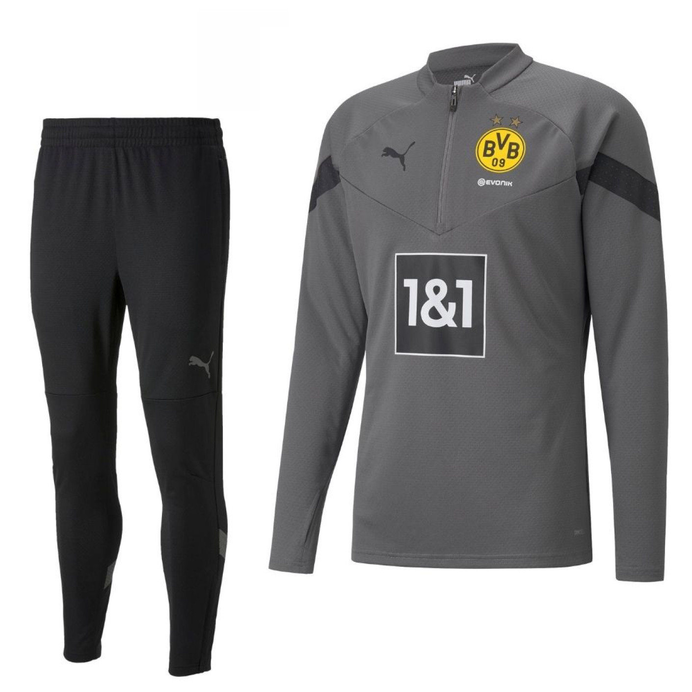 PUMA Borussia Dortmund 1 4 Zip Survetement 2022 2023 Gris Noir Voetbalshop.be