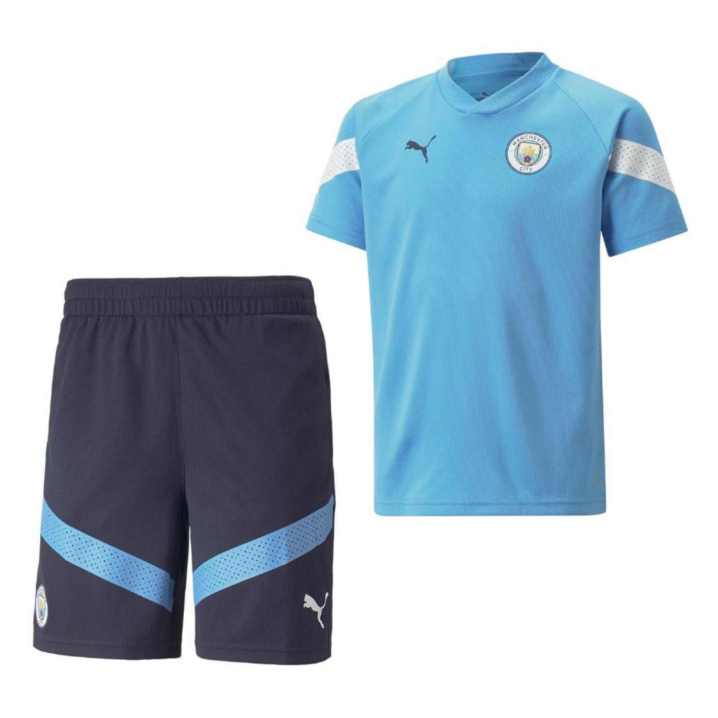 PUMA Manchester City Trainingsset 2022-2023 Kids Blauw Wit
