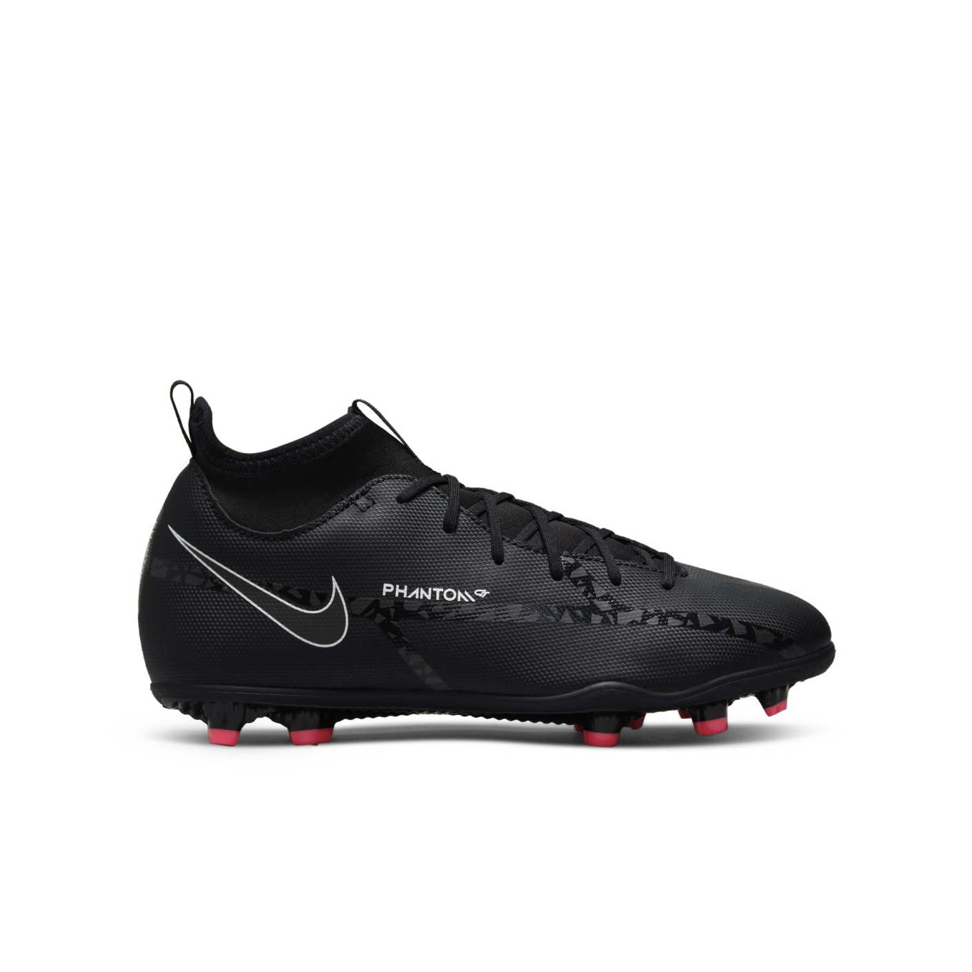 Nike Phantom GT2 Club DF Gras / Kunstgras Voetbalschoenen (MG) Kids Zwart Wit Rood