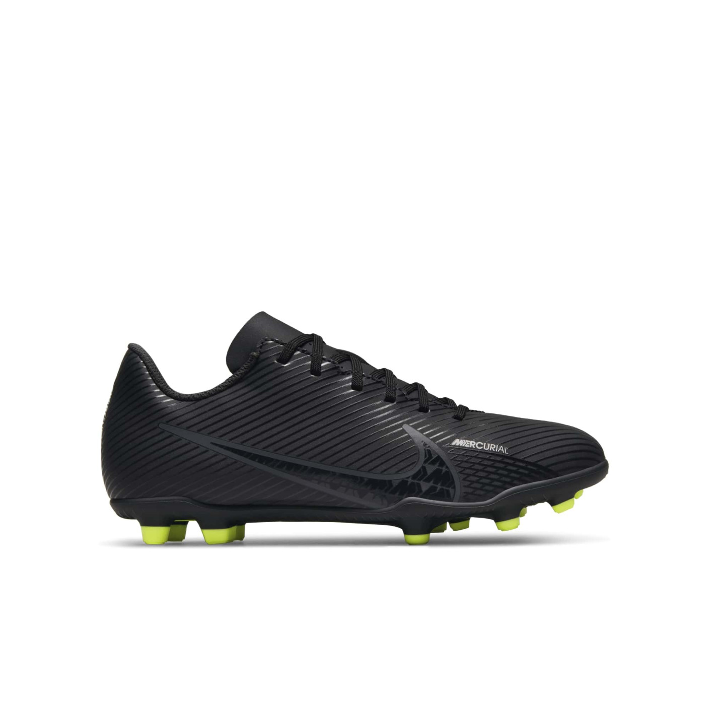 Nike Mercurial Vapor 15 Club Gazon Naturel / Gazon Artificiel Chaussures de Foot (MG) Enfants Noir Gris Néon Jaune