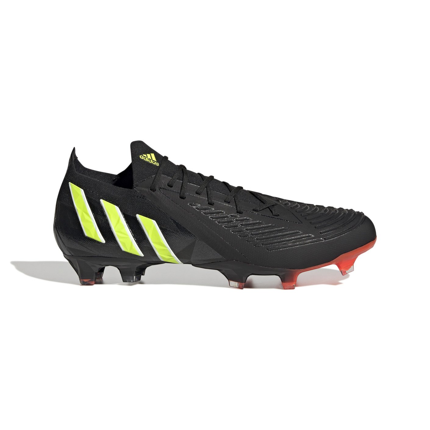 adidas Predator Edge.1 Gazon Naturel Chaussures de Foot FG Low Noir Jaune Rouge Voetbalshop.be