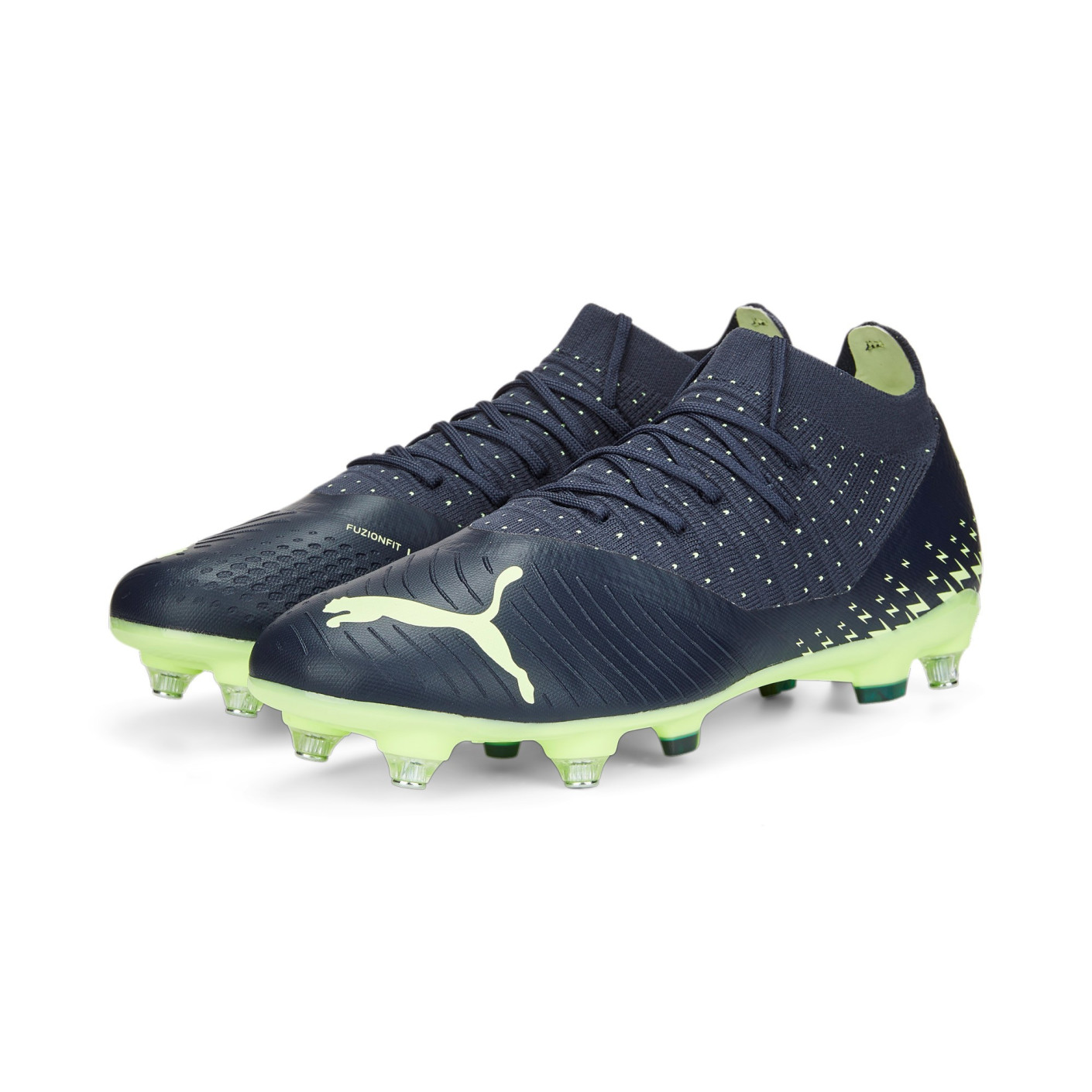PUMA FUTURE 3.4 Crampons Vissés Gazon Naturel Chaussures de Foot (SG) Bleu Foncé Vert