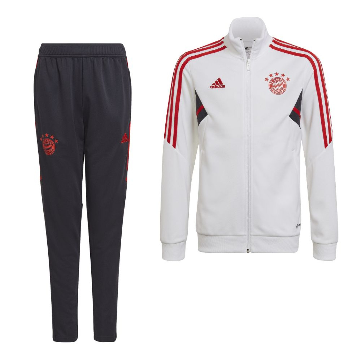 Survêtement zippé Adidas Bayern Munich 2022-2023 pour enfants, blanc et gris