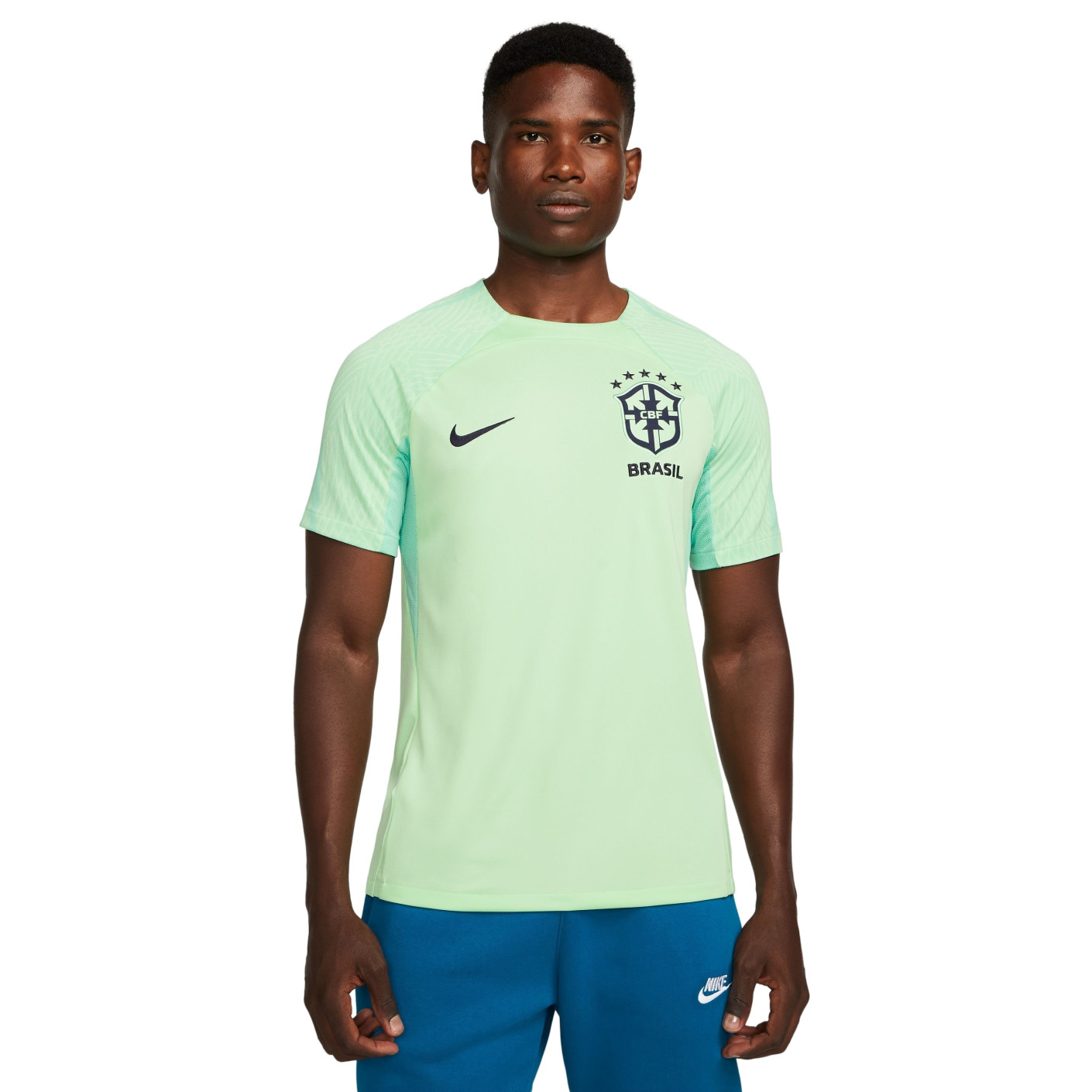 Nike Brésil Strike Maillot d'Entraînement 2022-2024 Vert Bleu Foncé