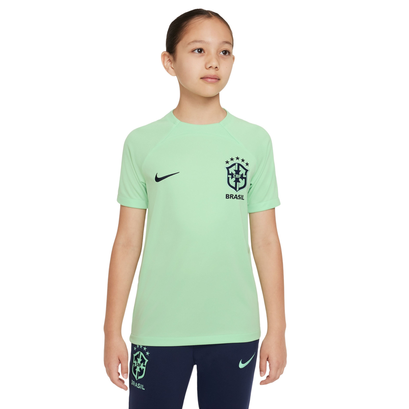 Nike Brésil Academy Pro Maillot d'Entraînement 2022-2024 Enfants Vert Bleu Foncé