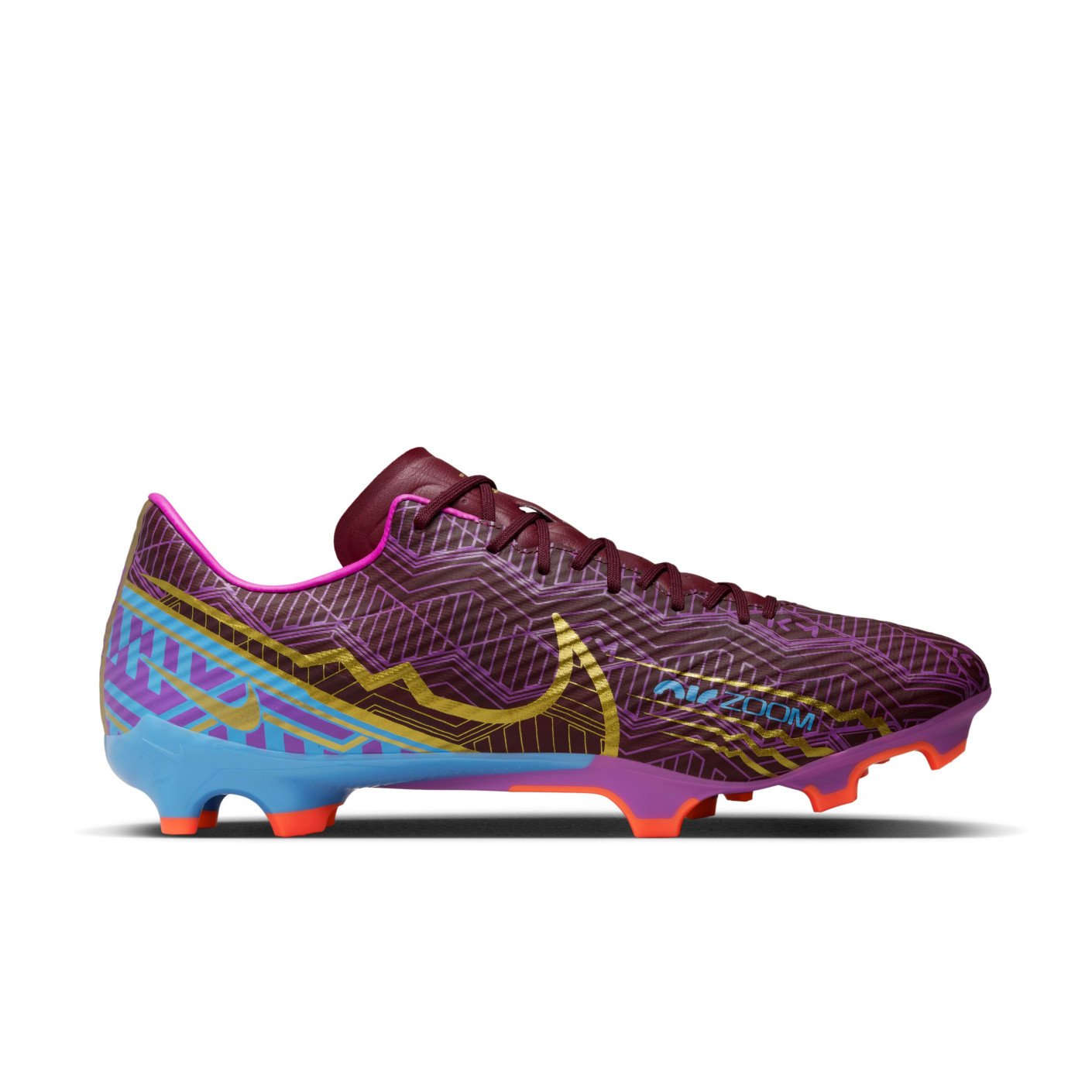 Nike Zoom Mercurial Vapor 15 Academy KM Gazon Naturel / Gazon Artificiel Chaussures de Foot (MG) Mauve Bordeaux Or