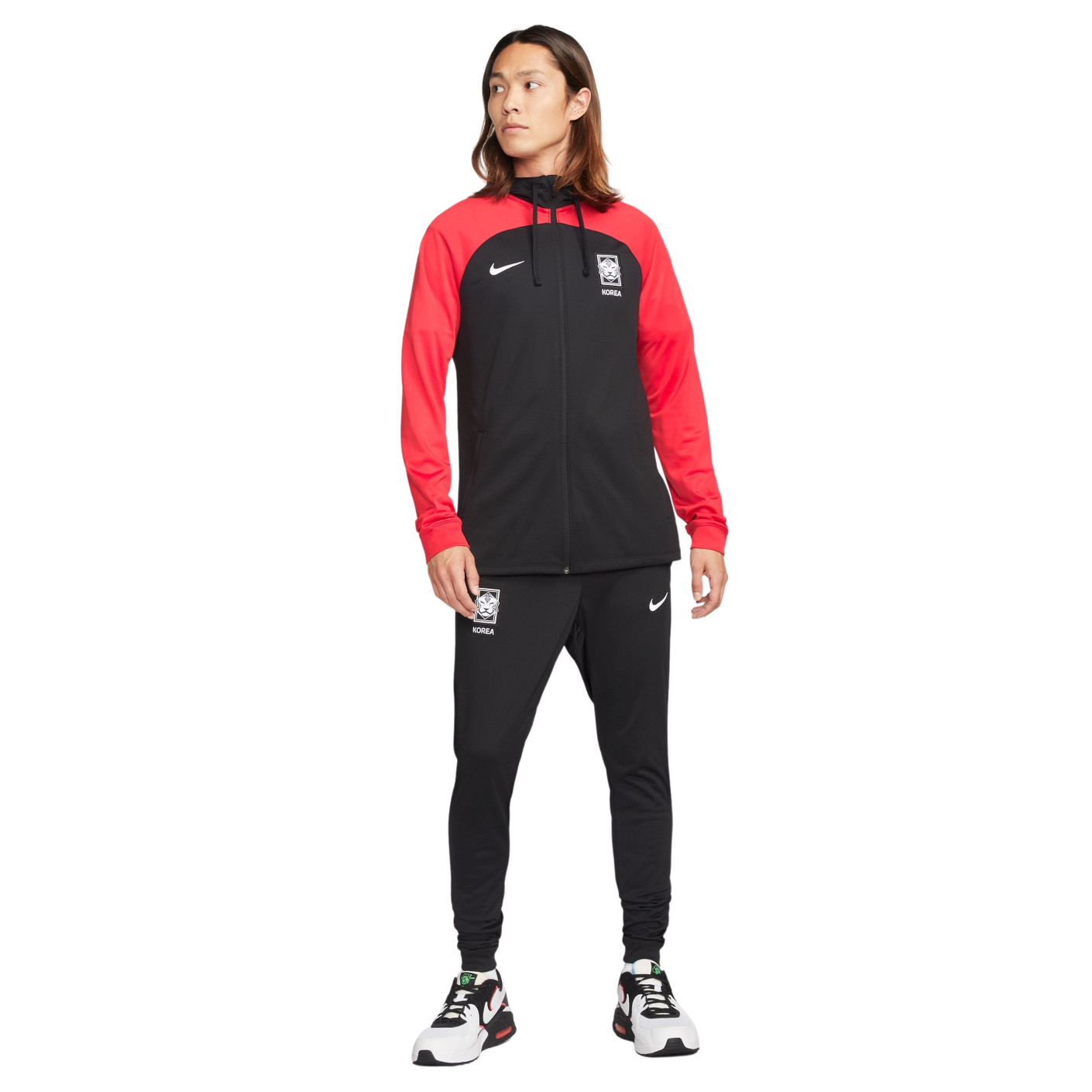Nike Corée du Sud Full-Zip Hooded Survêtement 2022-2024 Noir Rouge Blanc