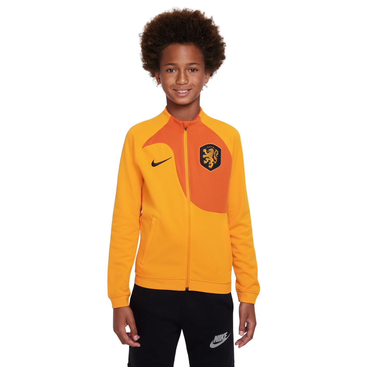 Veste d'entraînement Nike Netherlands Academy Pro Anthem 2022-2024 pour enfants, orange et noir