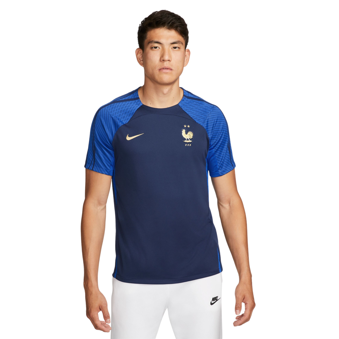 Nike France Strike Maillot d'Entraînement 2022-2024 Bleu Foncé Or