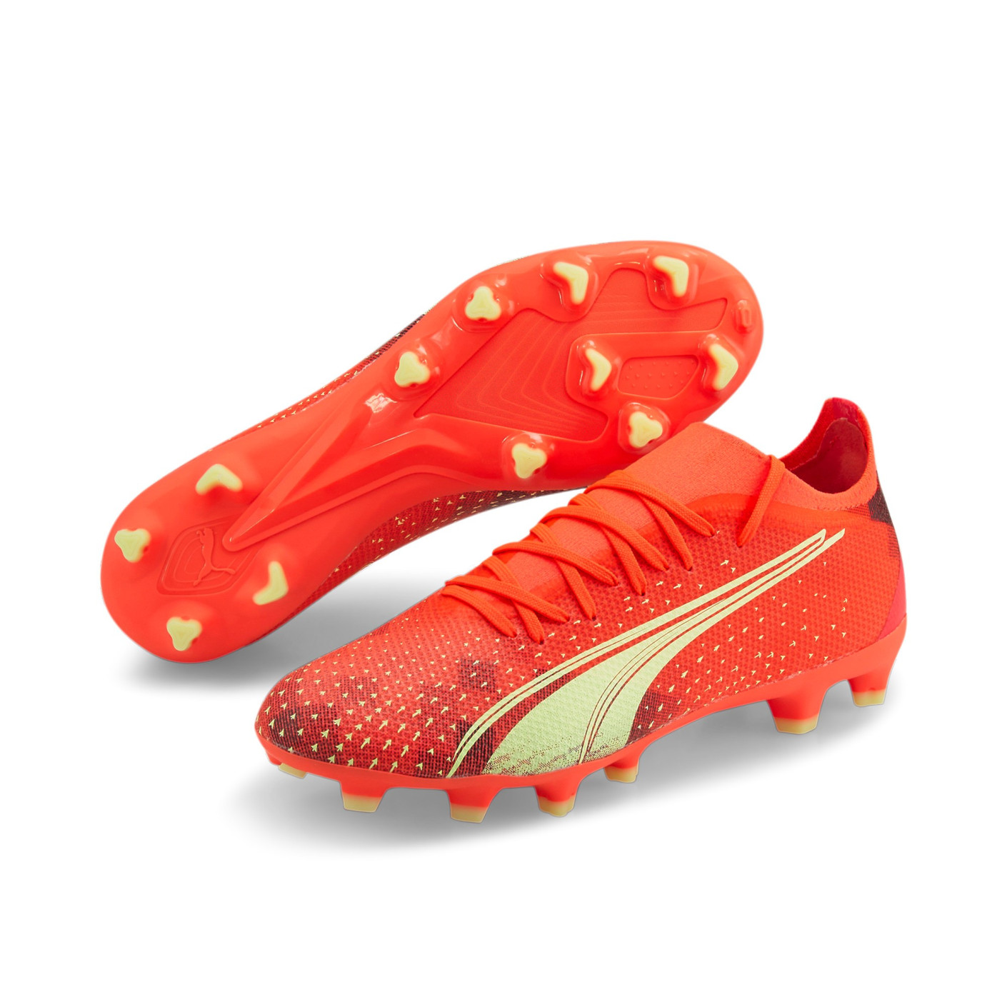 PUMA Ultra Match Gazon Naturel Gazon Artificiel Chaussures de Foot (MG) Orange Vert