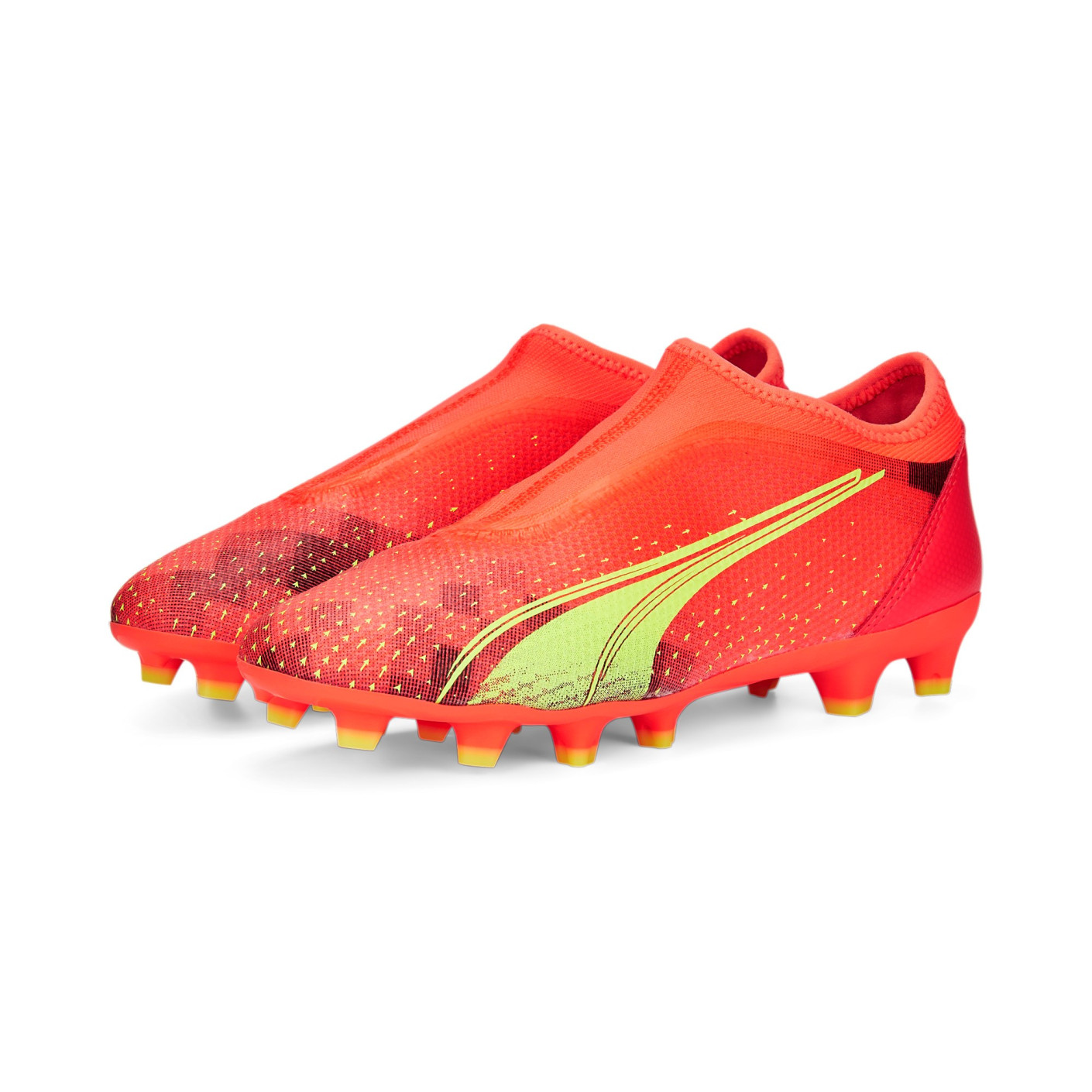 PUMA Ultra Match Sans Lacets Gazon Naturel Gazon Artificiel Chaussures de Foot MG Orange Vert Voetbalshop.be