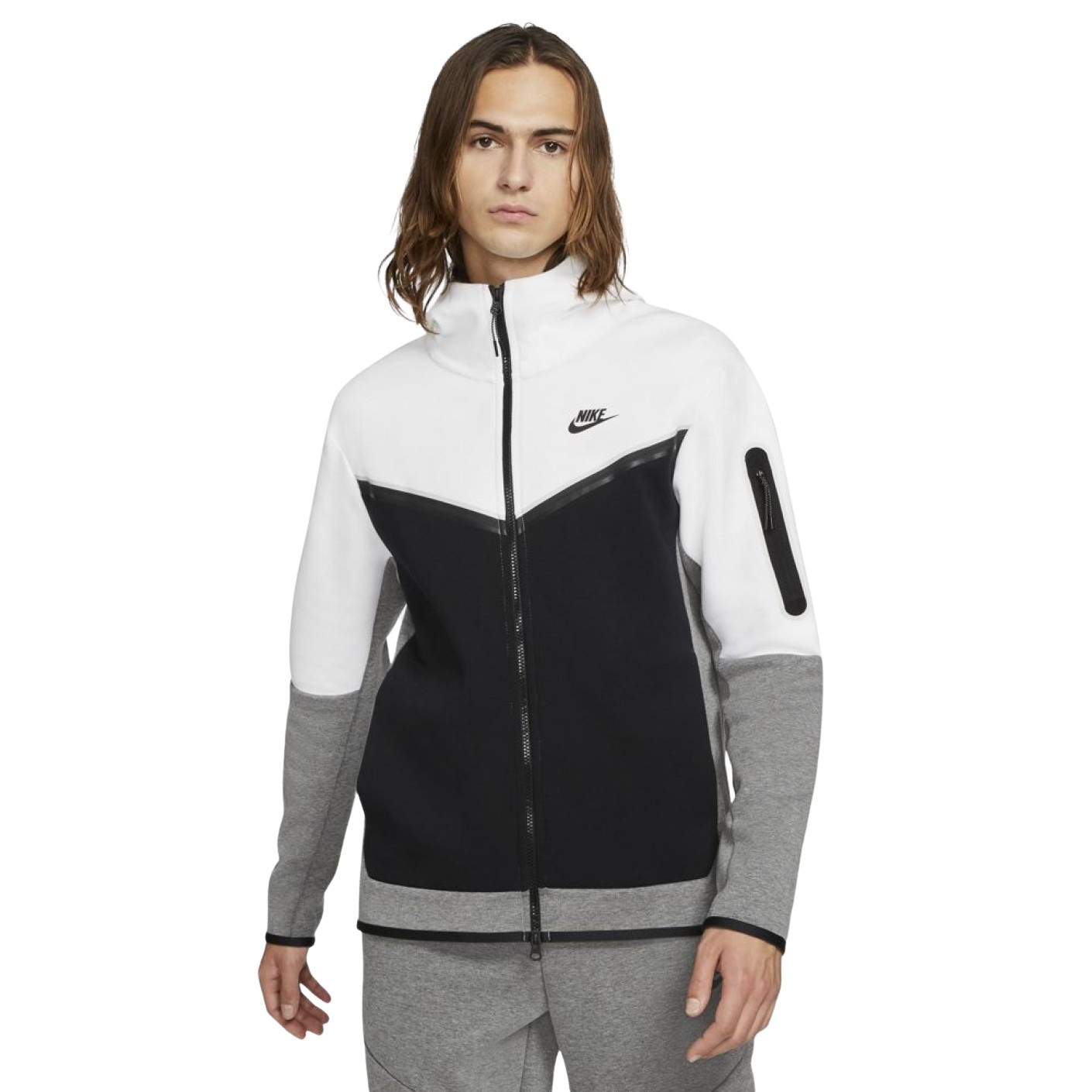 Gilet Nike Tech Fleece blanc noir gris - Voetbalshop.be