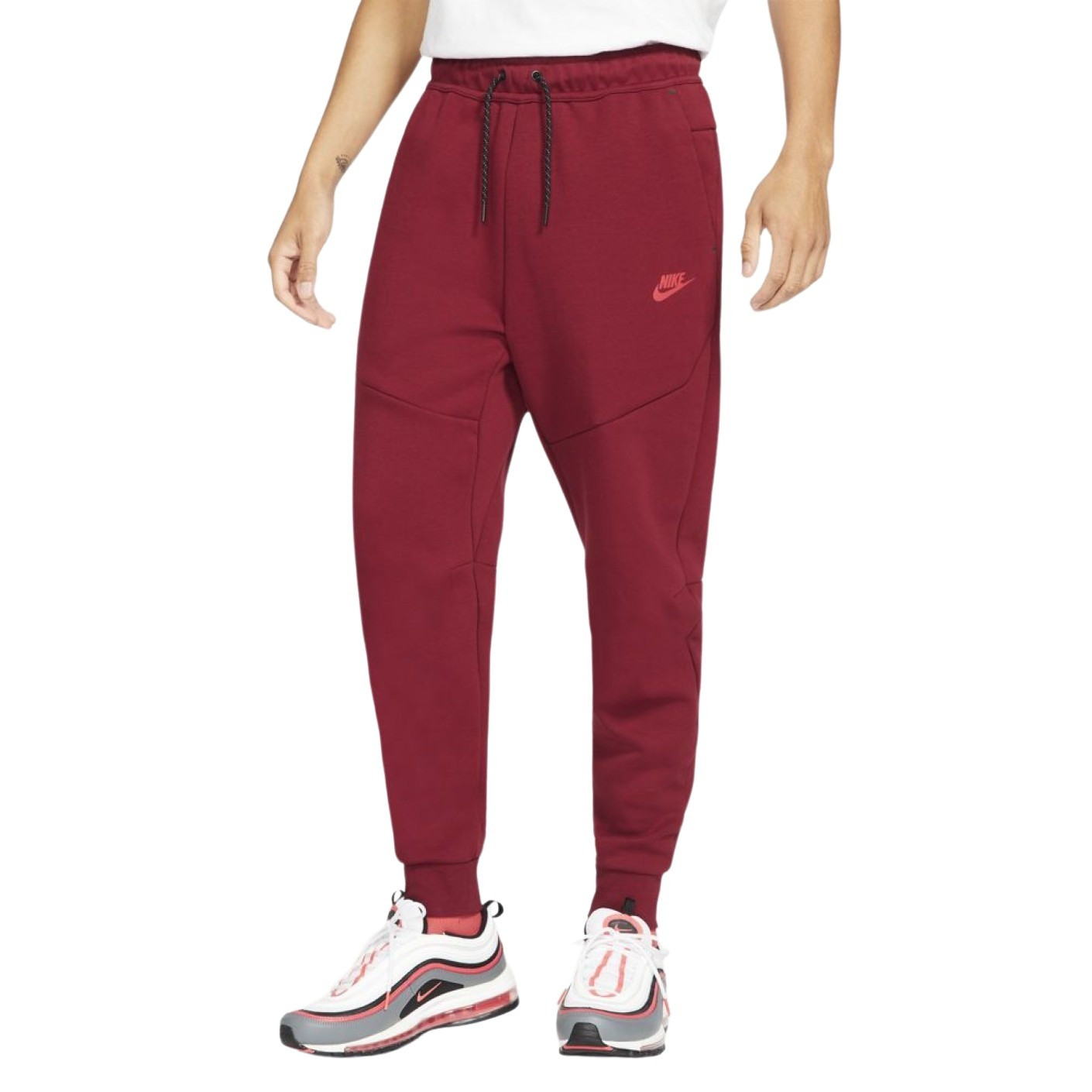 Nike Tech Fleece Jogger Rouge Foncé Noir Rouge Brillant